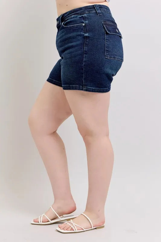 Judy Blue Full Size High Waist Back Flap Pocket Denim Shorts Plus Size c9cf799a-204a-45ef-a576-7d8d29d40d05-Max-Origin