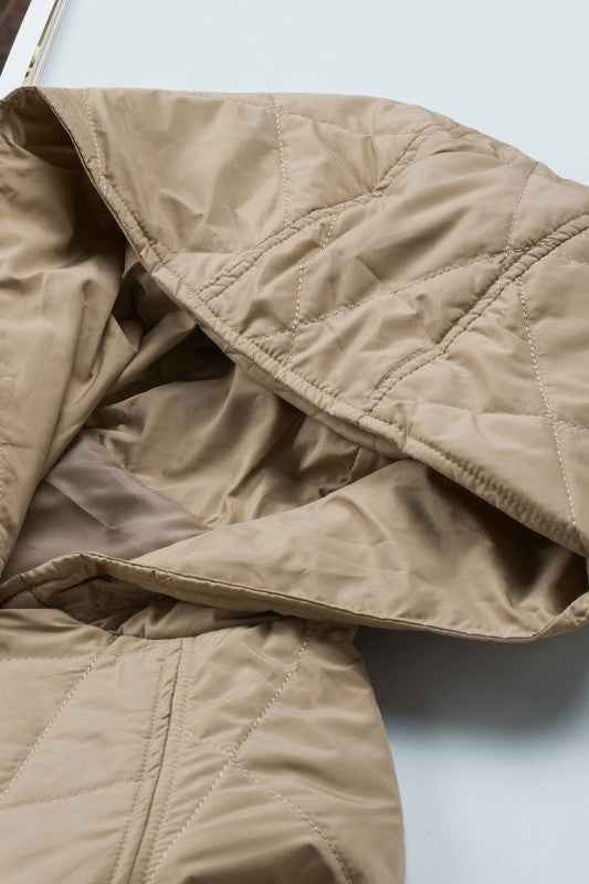 Solid Quilted Snap Button Hooded Puffer Coat ca1dd3bd-6ad3-42aa-89fb-6e02d3d7a567