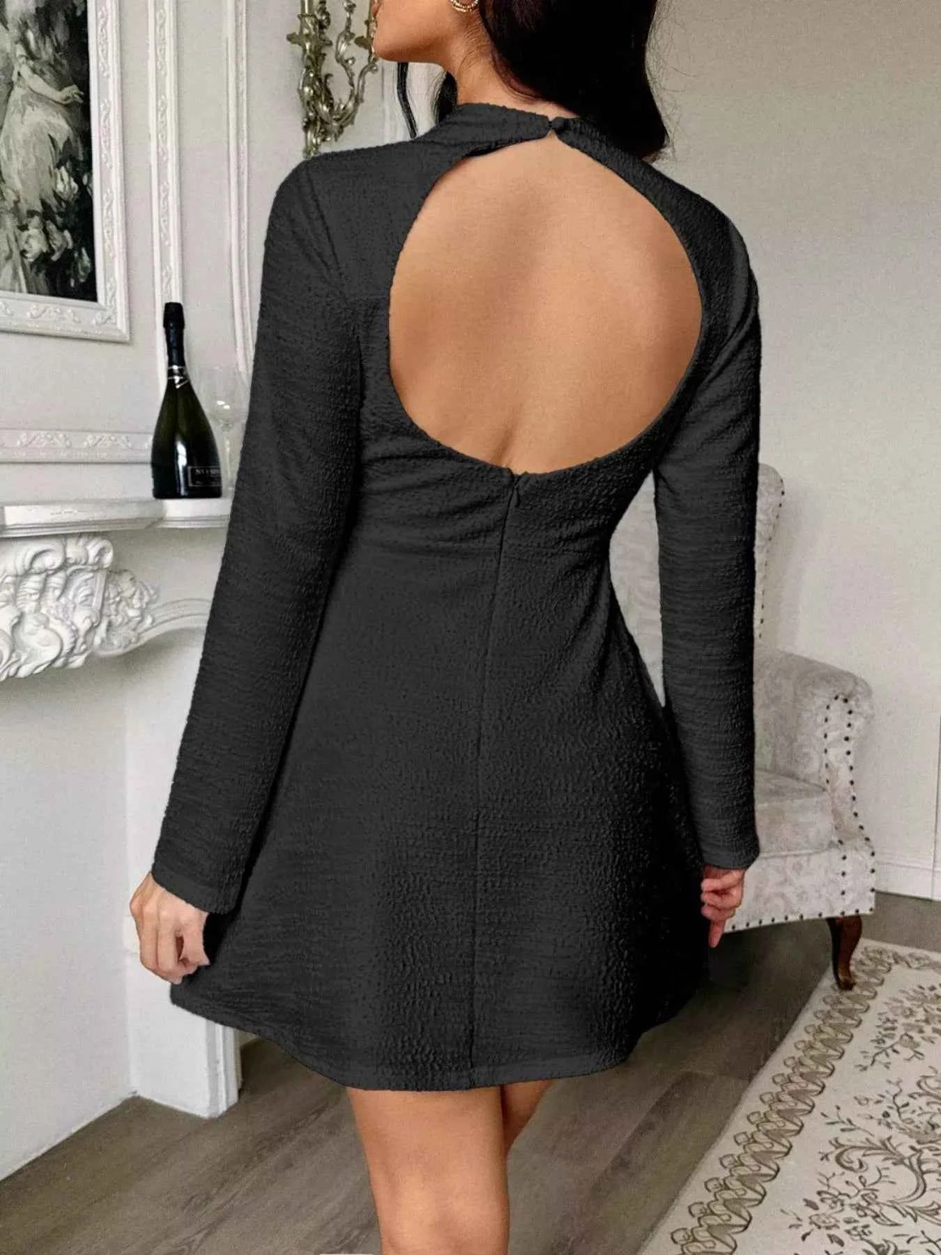 Cutout Back Long Sleeve Mini Dress ca3ff6bb-f643-49e6-9613-34f876177a09-Max-Origin