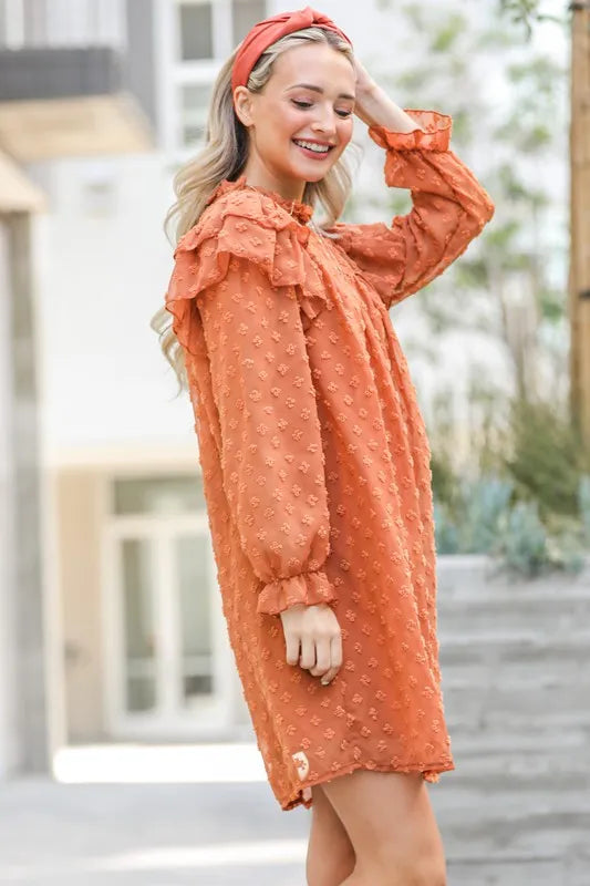 And The Why Lovely Ruffle Shoulder with Textured Woven Dress ca4231ea420e40fe9392c6938f643dde-Max-Origin