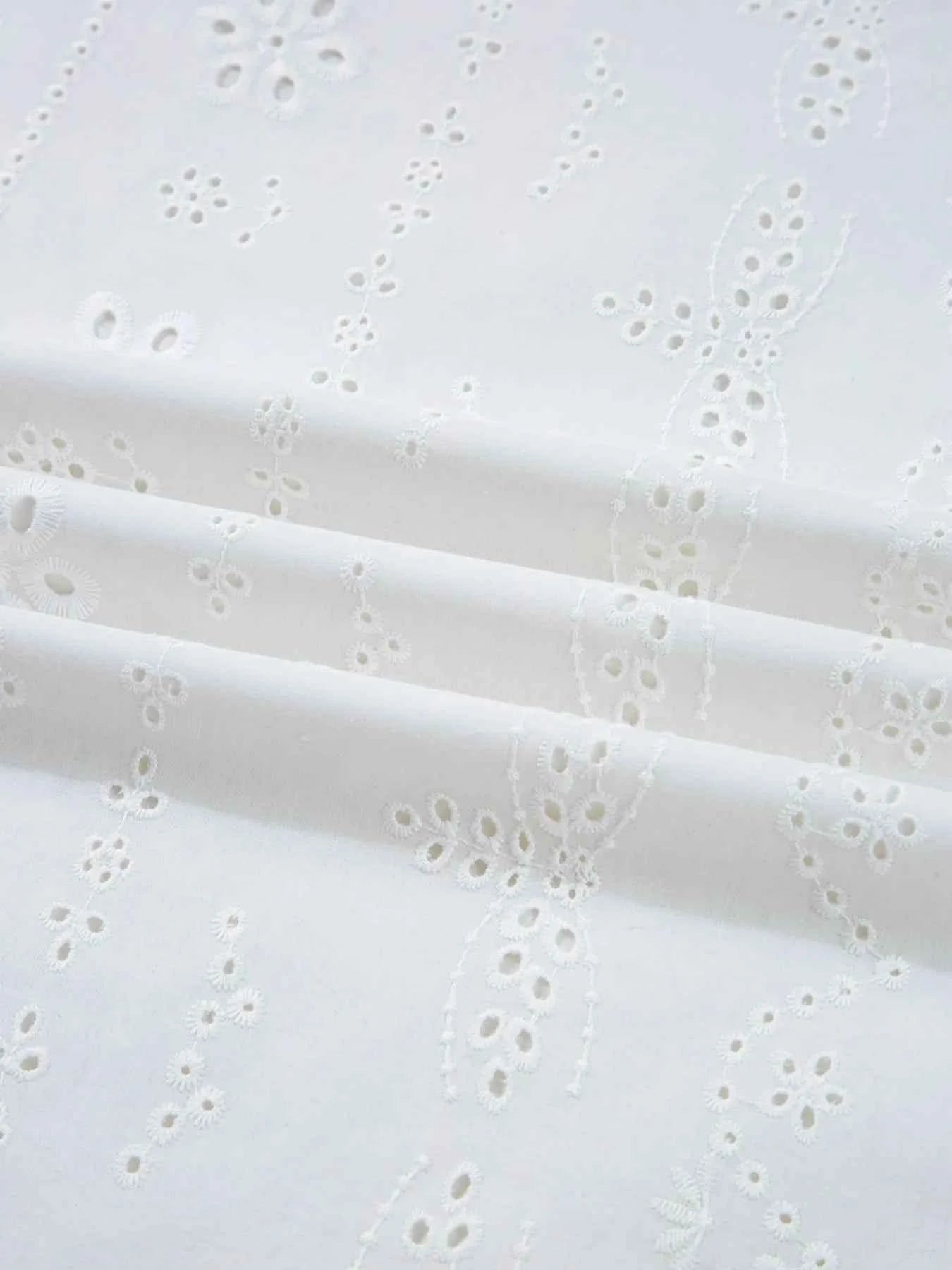 Eyelet Long Sleeve Blouse with Elastic Cuffs ca957617-946d-438e-9f21-24376fca6d3b-Max-Origin