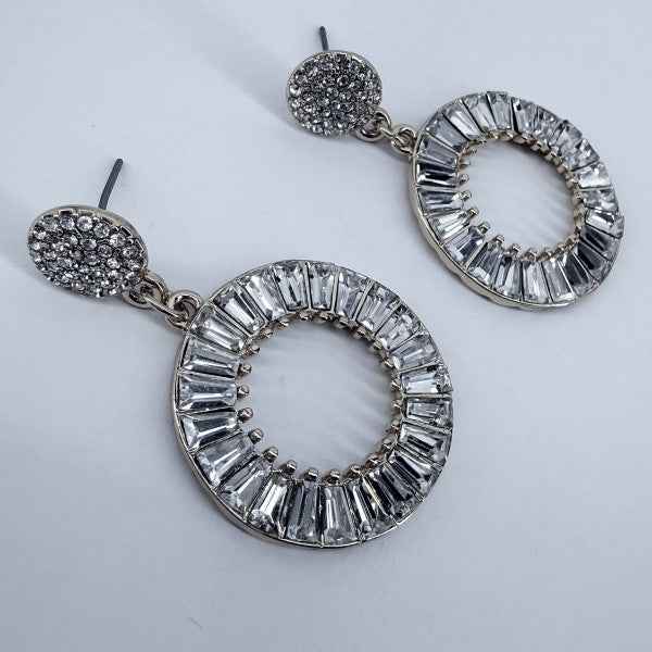 Drop Dangle Circle Rhinestones Silver One Size ca976ec0-71bf-4a1f-a856-3b73bf640943