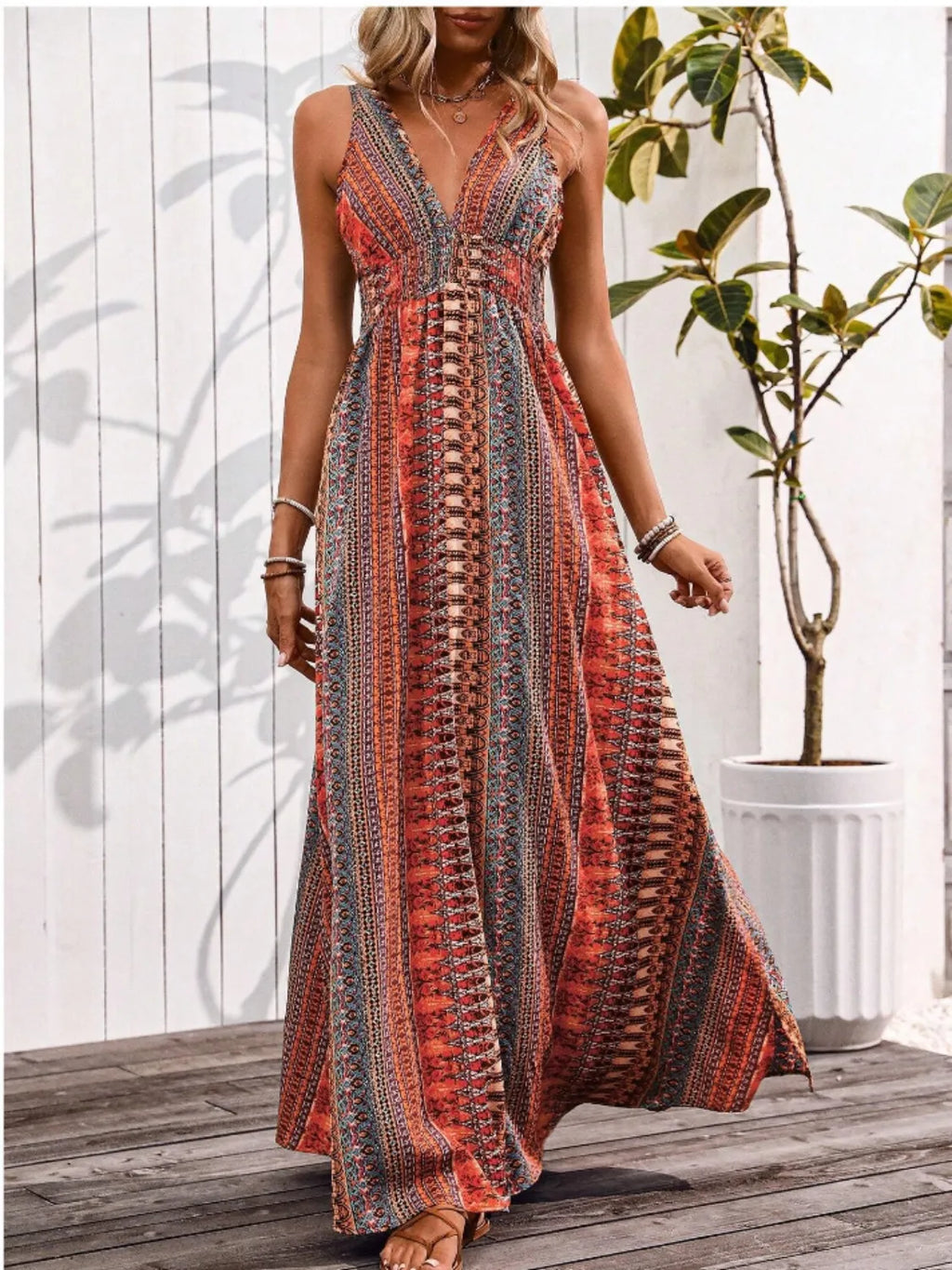Tied Back Printed Sleeveless Maxi Slit Dress ca9b921a-d5e3-4cd8-b408-3616db298889-Max-Origin