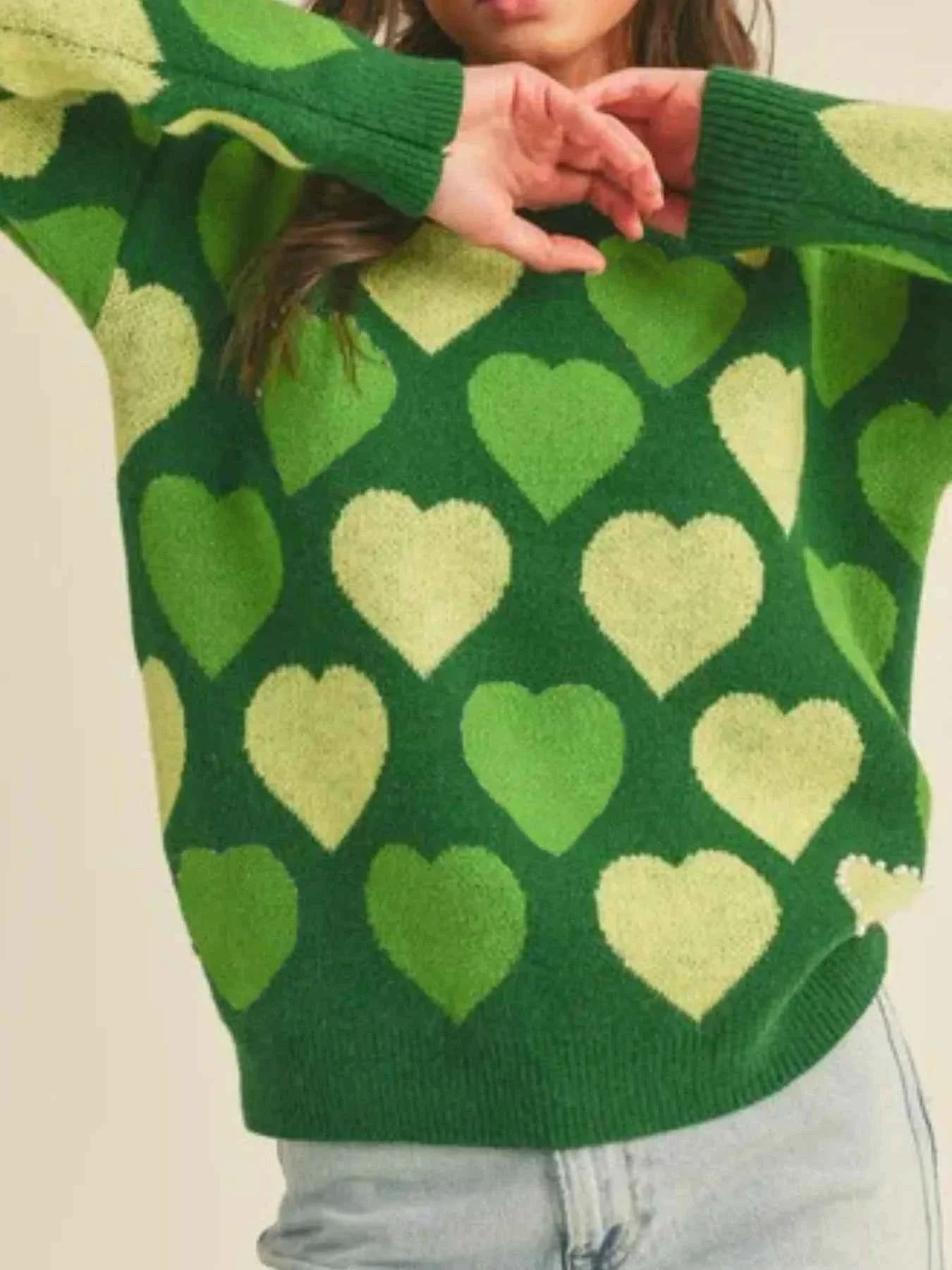 Heart Ribbed Hem Long Sleeve Sweater ca9e7a89-a91c-409a-a29c-aad33f184004-Max-Origin