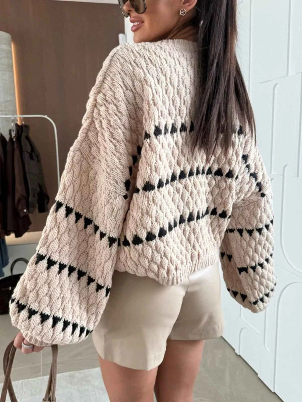Chunky Knit Striped Sweater with Balloon Sleeves caa53c17-ba88-40df-9a3e-9da1f2f3dbd2-Max-Origin