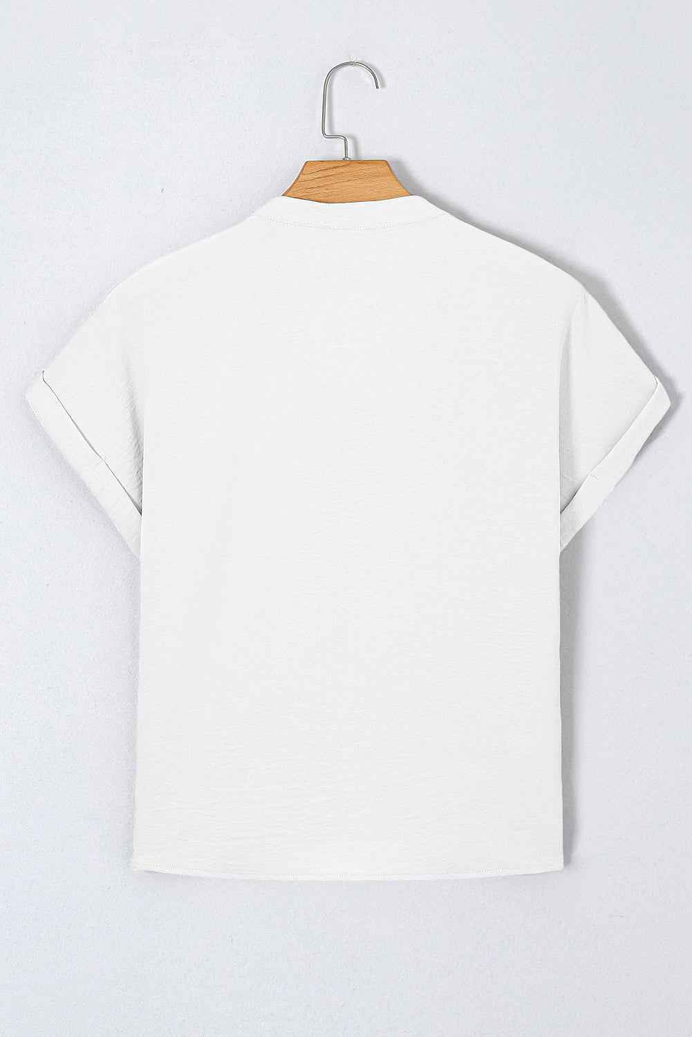 White Notched Neck Batwing Sleeve Blouse caf0f155fabc42b7