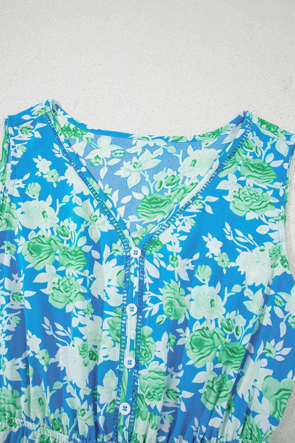 Green Floral Print Trimmed V Neck Sleeveless Vacation Dress cb14a6a5de0ab15a-_15