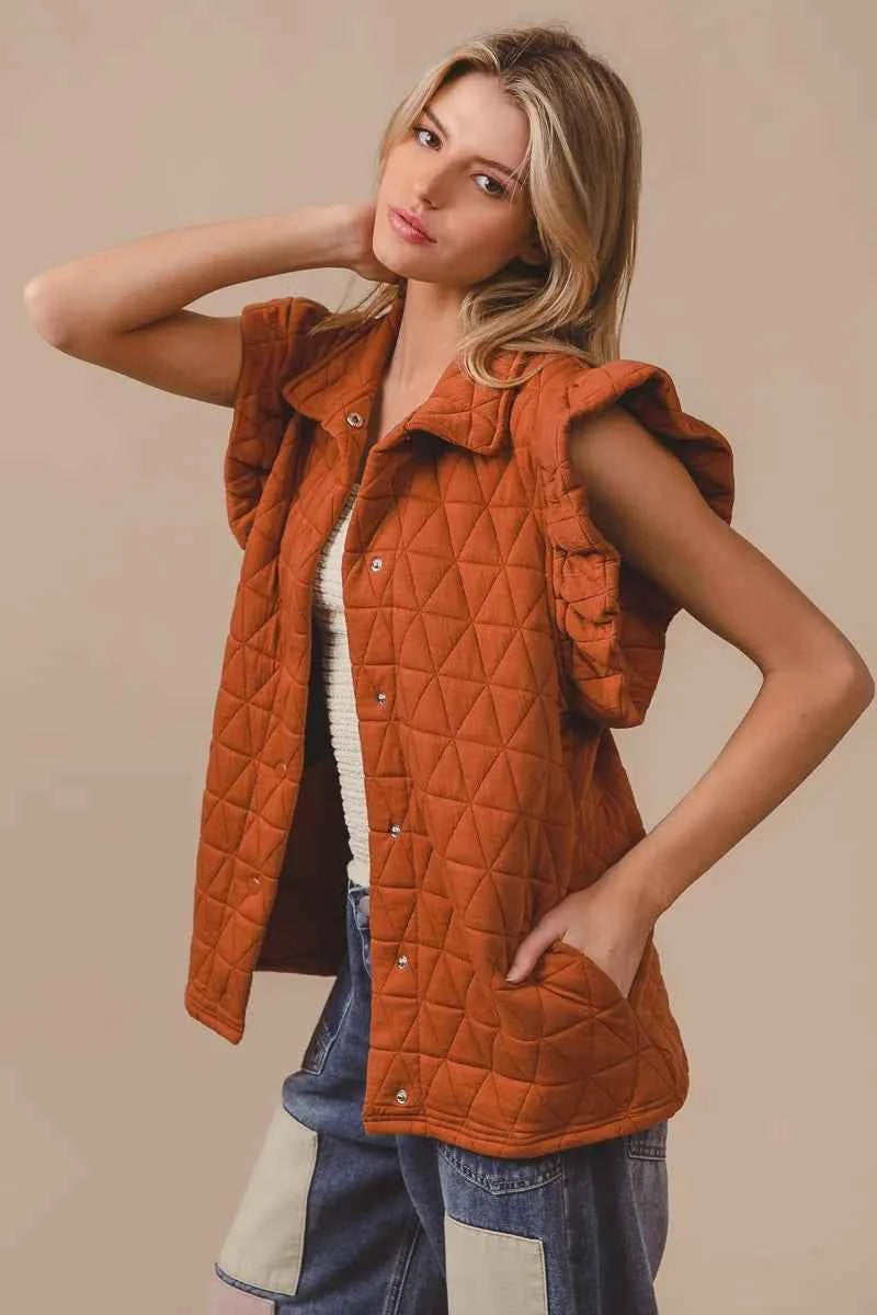 BiBi Quilting Knit Ruffle Sleeve Vest cb222a93ad504350a31344eb93fba53f-Max-Origin