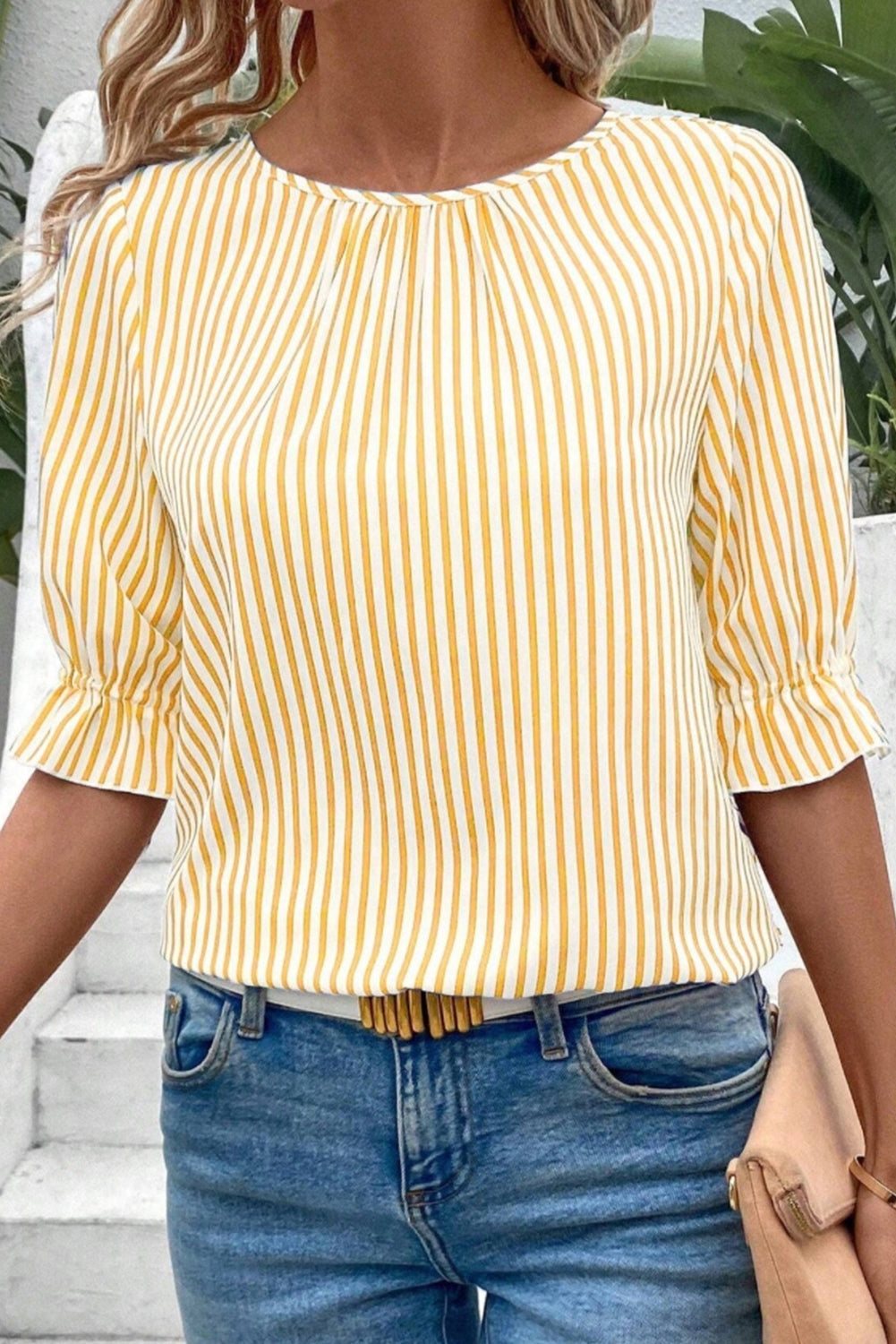 Yellow Striped Half Sleeve Casual Shirt Yellow Stripe cb29c3d6d40c7407