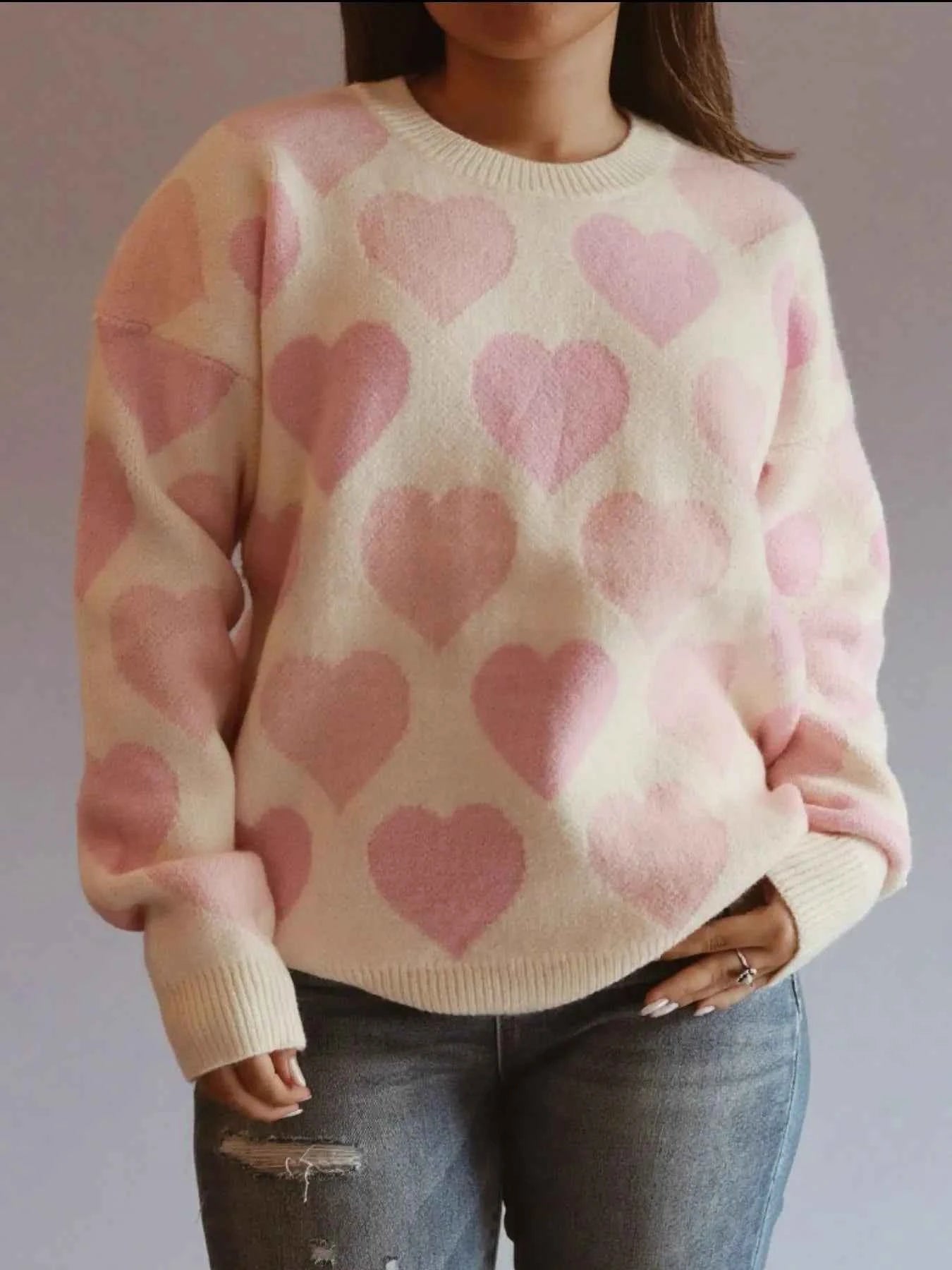 Heart Ribbed Hem Long Sleeve Sweater cb3ab8aa-7e31-4835-9e48-49a2deed3a60-Max-Origin