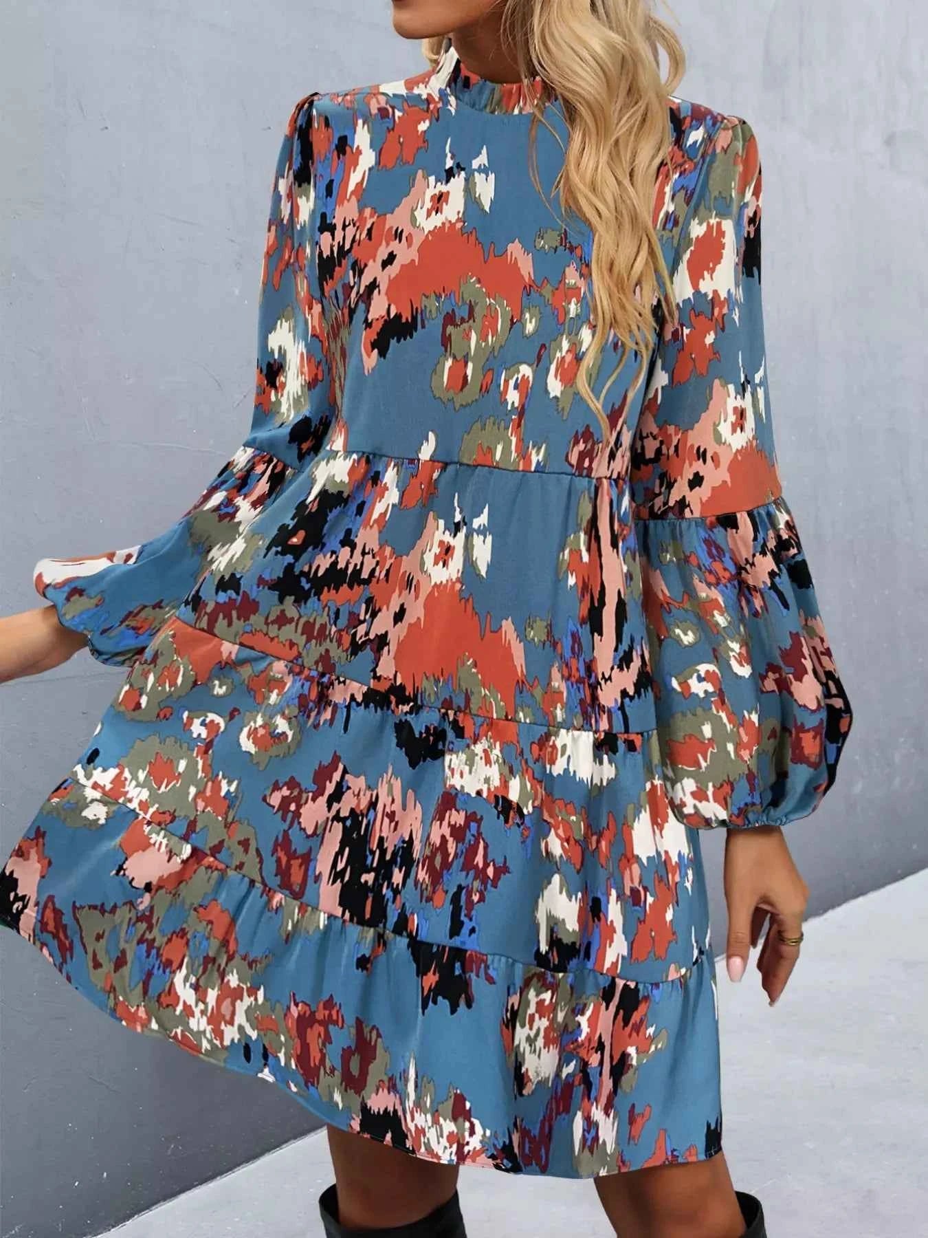 Printed Balloon Sleeve Mini Dress cb5c8f40-5e22-4aa4-b2f3-8b1c3d047596-Max-Origin