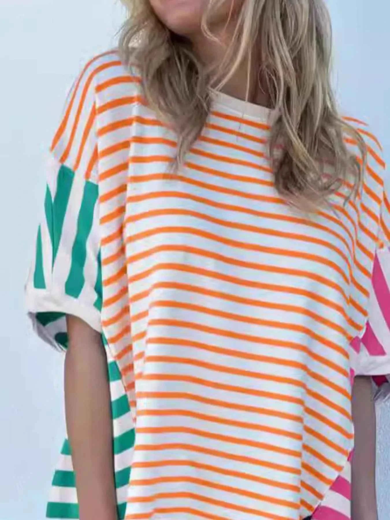 Colorful Striped Oversized T-Shirt cb7afabe-418b-40e8-9523-702e8f68a2a9-Max-Origin
