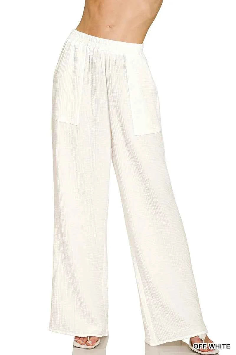 Zenana Double Gauze Elastic Band Pants OFF WHITE cbbf385582fd4e2590c78b119b000d27-Max-Origin_dfc62832-60cc-4d8c-9232-a37da60805df