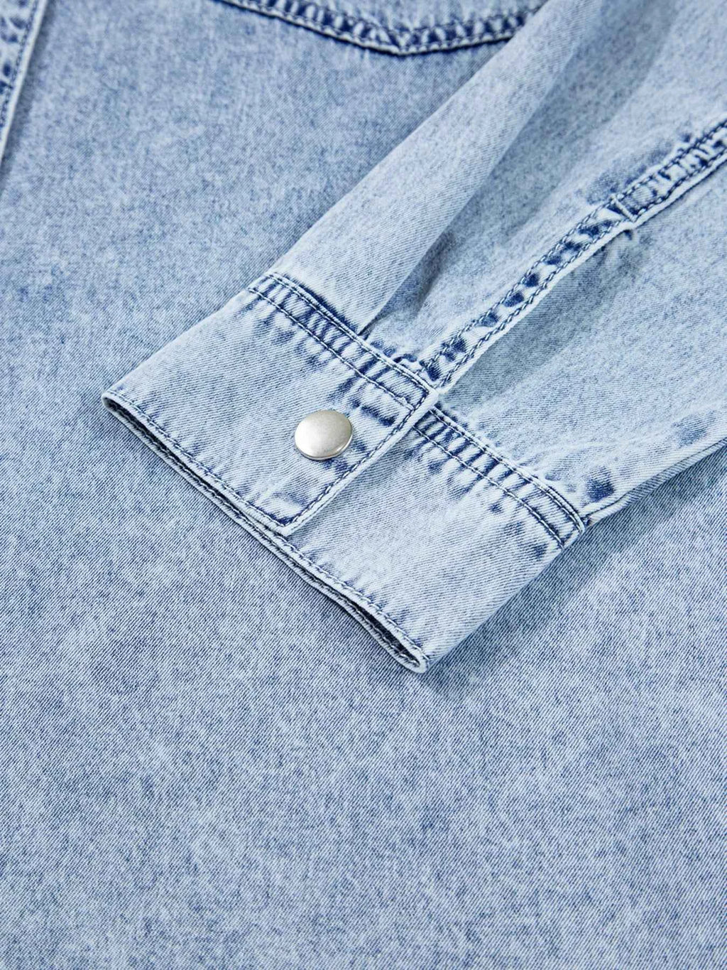 Chest Pocket Raw Hem Denim Loose Shirt Dress cbc71fb03e6d45c4bacb9644d2185609-Max-Origin