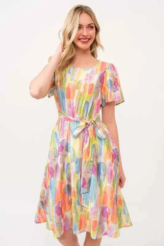 Lime 'N' Chili Watercolor Print Tie Front Midi Dress cbe2aa73e21c4ab38bacab4370d653d4-Max-Origin