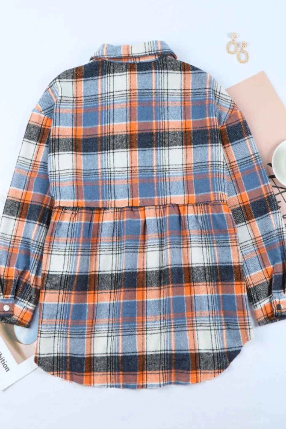 Plaid Collared Neck Long Sleeve Shirt cc045244-5d65-4ce5-a5d0-6f59fa45bb08-Max