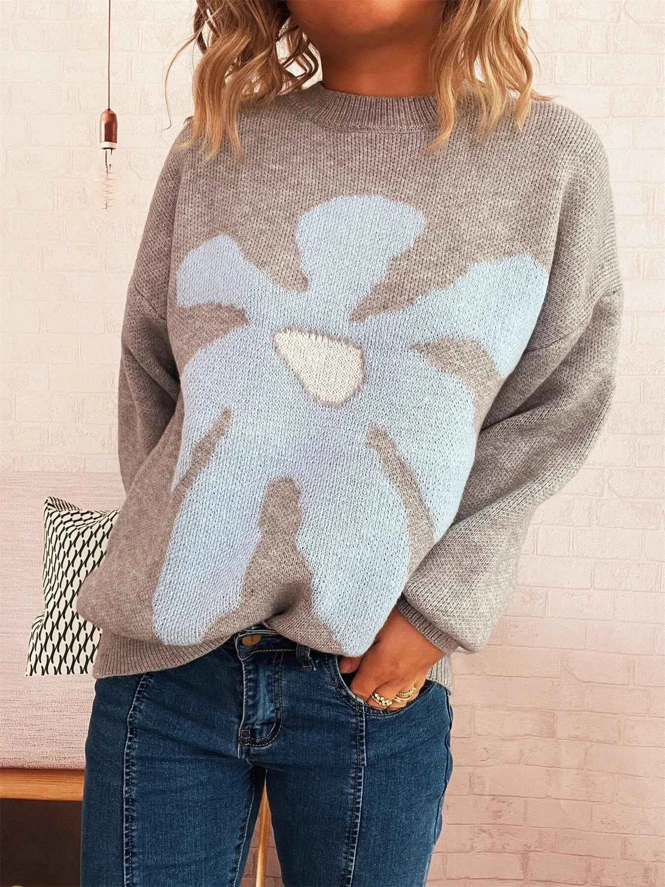 Flower Dropped Shoulder Sweater cc06c67af5cc4621b0973a72884d8947-Max-Origin