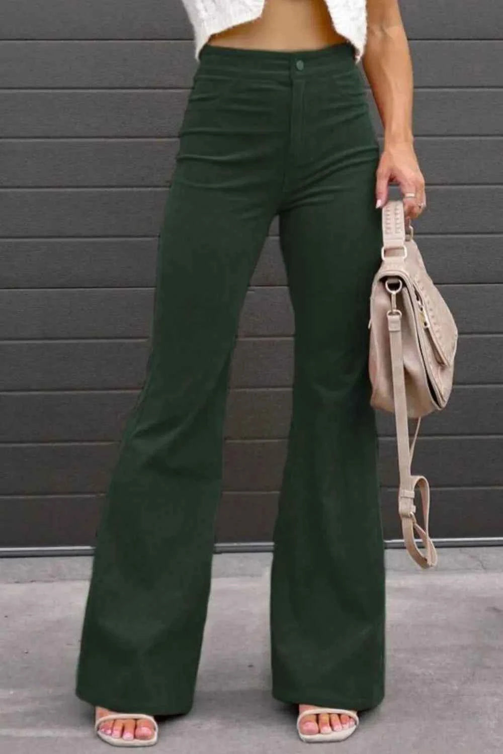 Full Size Hight Waist Bootcut Pants Plus Size Army Green cc54c7d3-bc7d-4673-9eff-3360bd656784-Max-Origin