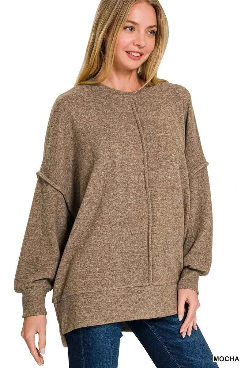 Zenana Brushed Melange Hacci Oversized Sweater MOCHA cc5fff64ff4544b99cb0f66596a7446a-Max-Origin