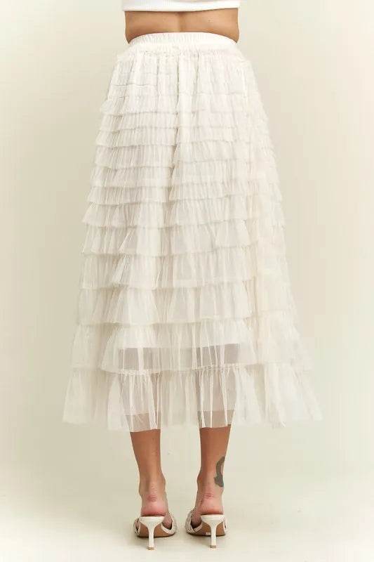 ADORA Elastic Waist Layered Mesh Midi Skirt cc611e34-523c-4c4d-a8e1-bd8a30c4a800-Max