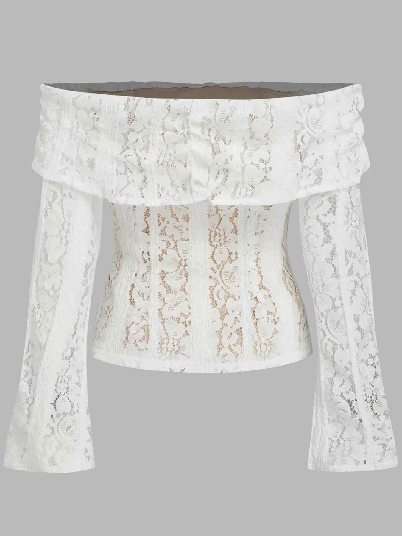 Off-Shoulder Lace Top with Bell Sleeves cc6c1753-93a3-416b-8f2c-93f7b00b24f0-Max-Origin