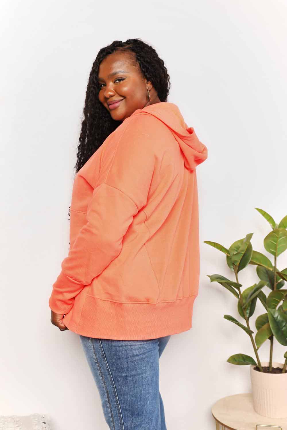 Double Take Quarter-Snap Dropped Shoulder Hoodie cc8180f3ba9c4b6697671a0b3473a279-Max
