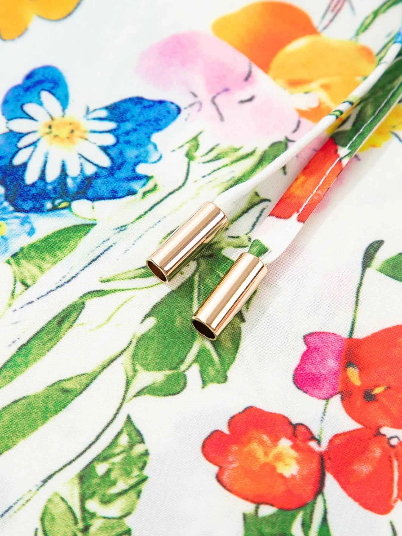 Floral Print Ruffle Layered Short Sleeve Blouse cc868e16581148f89c0820cf09e46f4e-Max-Origin