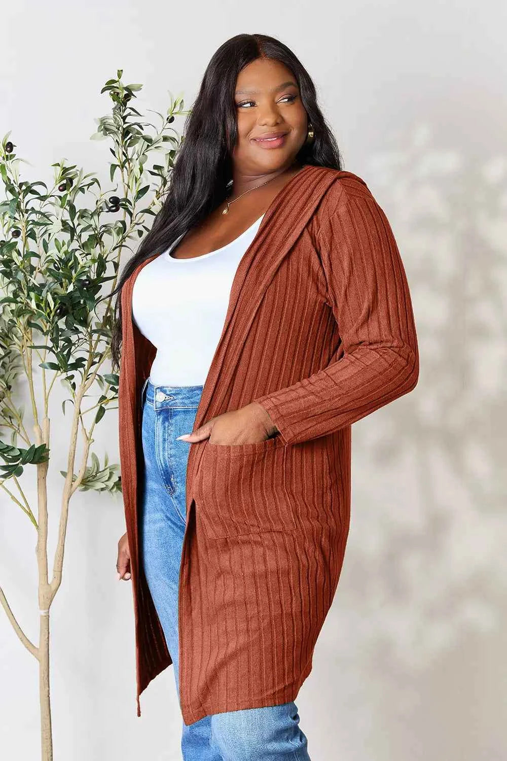 Basic Bae Full Size Hooded Sweater Cardigan cca9361d5d3648a3bb293fb33b48f5a3-Max