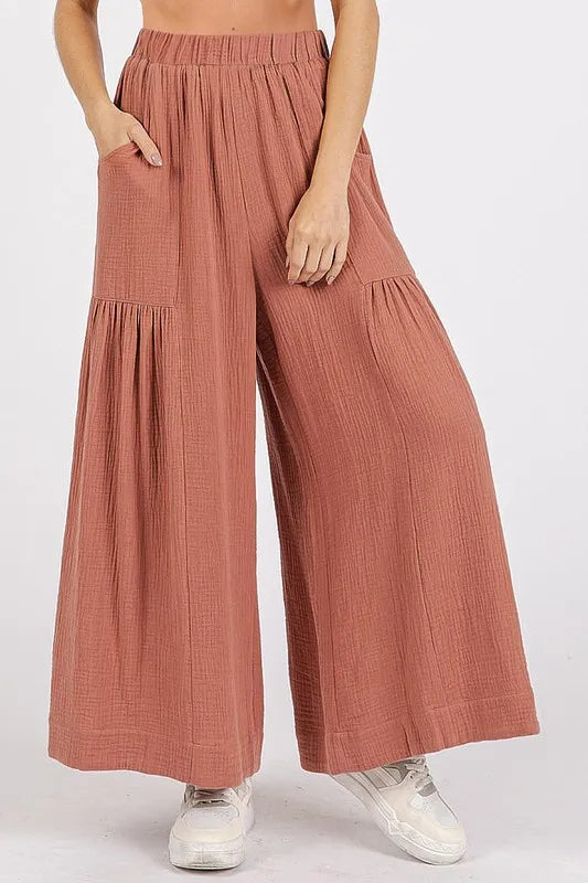Mittoshop Gauze Elastic Waist Pleated Wide Leg Pants Sienna ccc623e6-bdc4-442c-adde-305e9319213e-Max