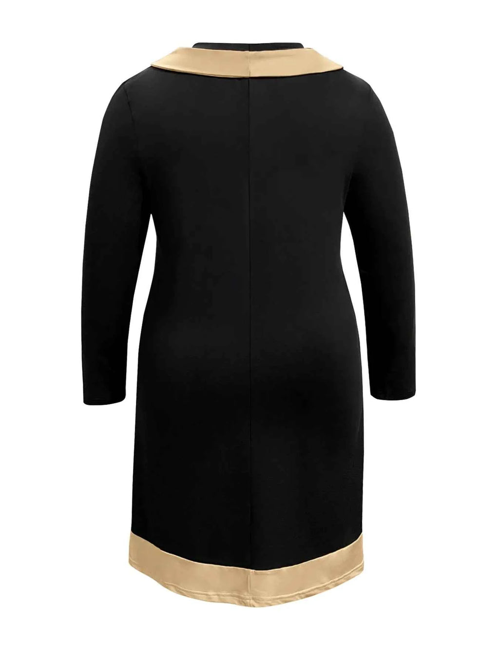 Plus Size Contrast Trim Drawstring Long Sleeve Mini Dress ccd9fb7a403d42d5bbf247bdaf920f0f-Max-Origin