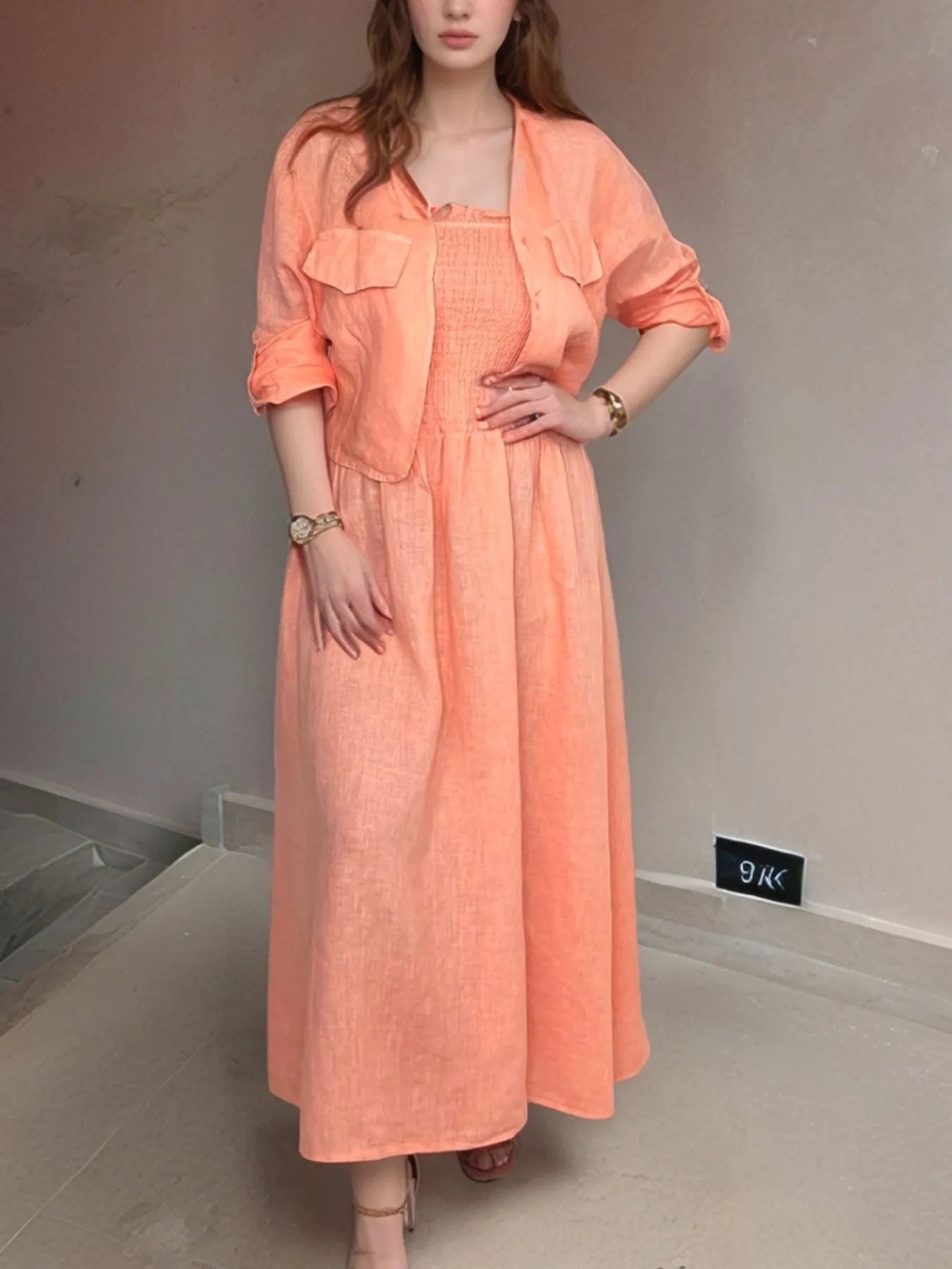 Full Size Smocked Cami Dress and Jacket Set Plus Size Pink cd0ca238-489d-4051-a1eb-5830dd131e0e-Max-Origin