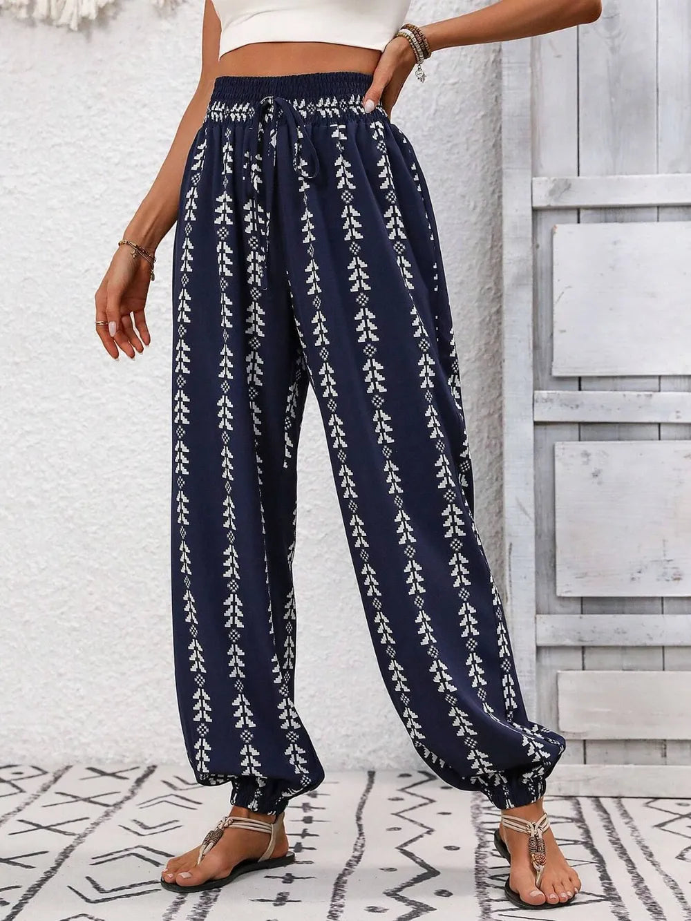 Tied Printed High Waist Pants cd1196cf-9f55-485e-8f4f-d8deabaaff61-Max