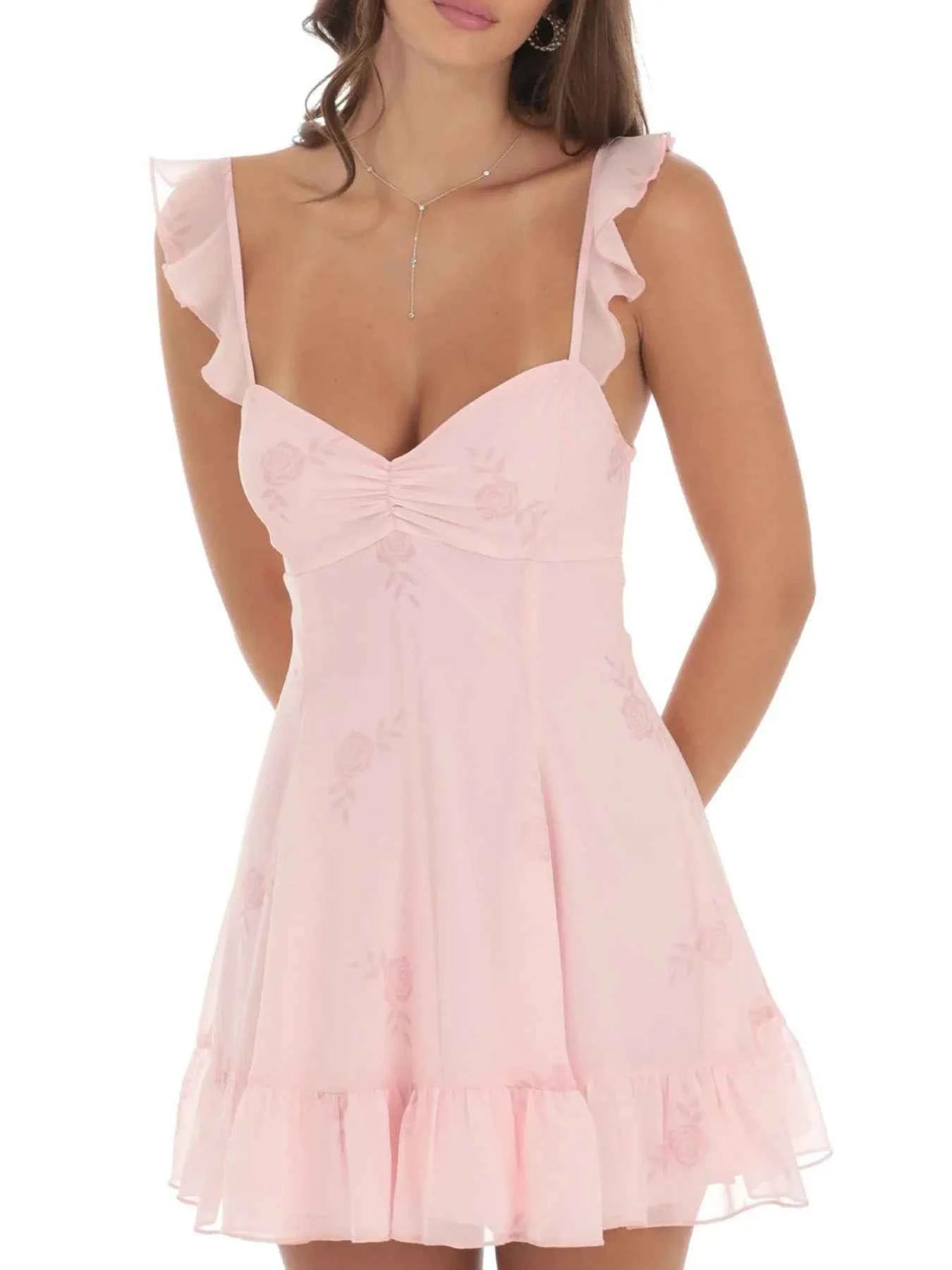 Floral Sweetheart Ruffled Cami Mini Dress Pink cd1a32d0-67db-458a-9dbc-a631f8d4db3f-Max-Origin