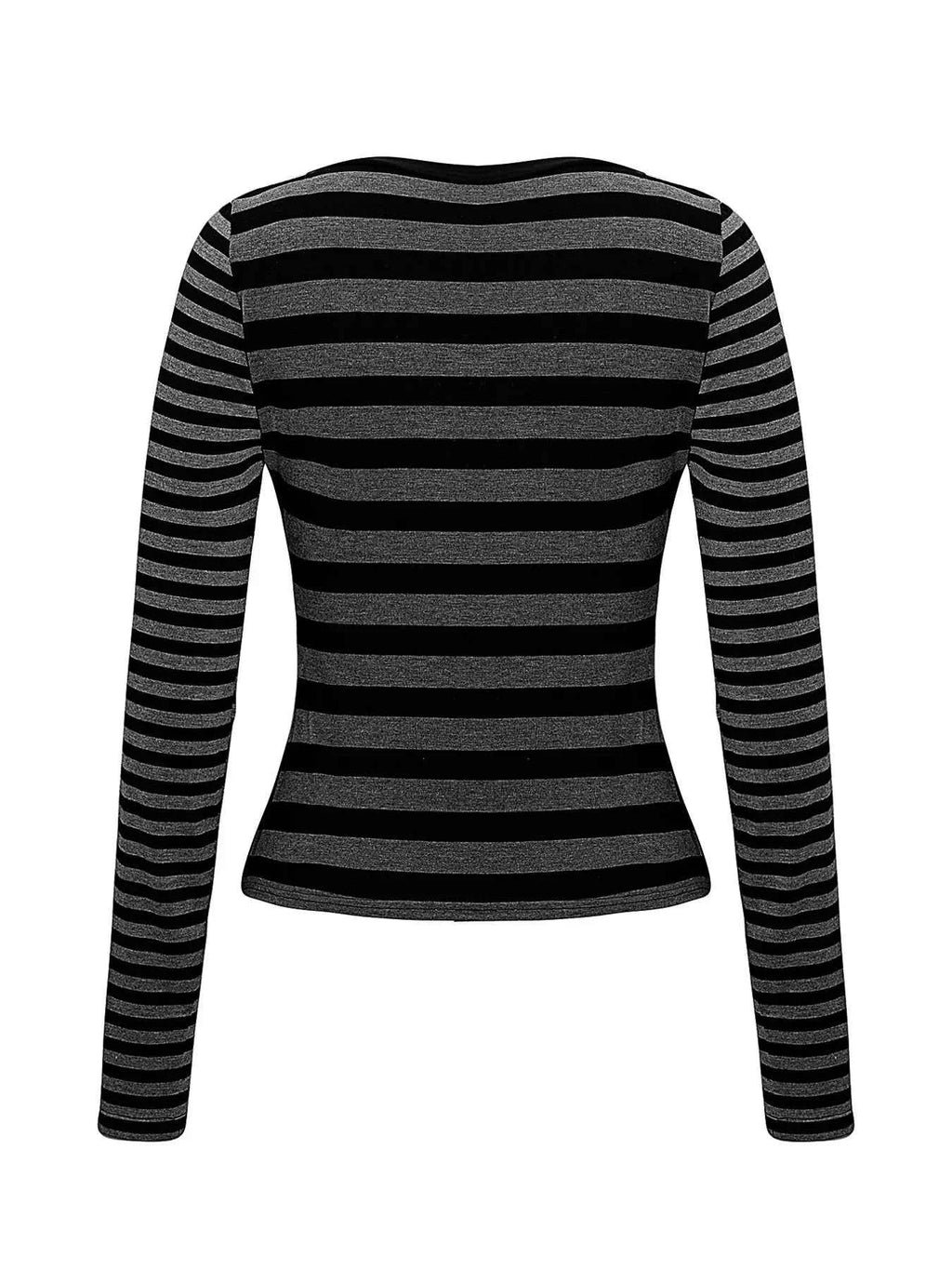 Striped Long Sleeve Contrast T-Shirt cd788358531e4c57a0a8bc4f804008db-Max-Origin