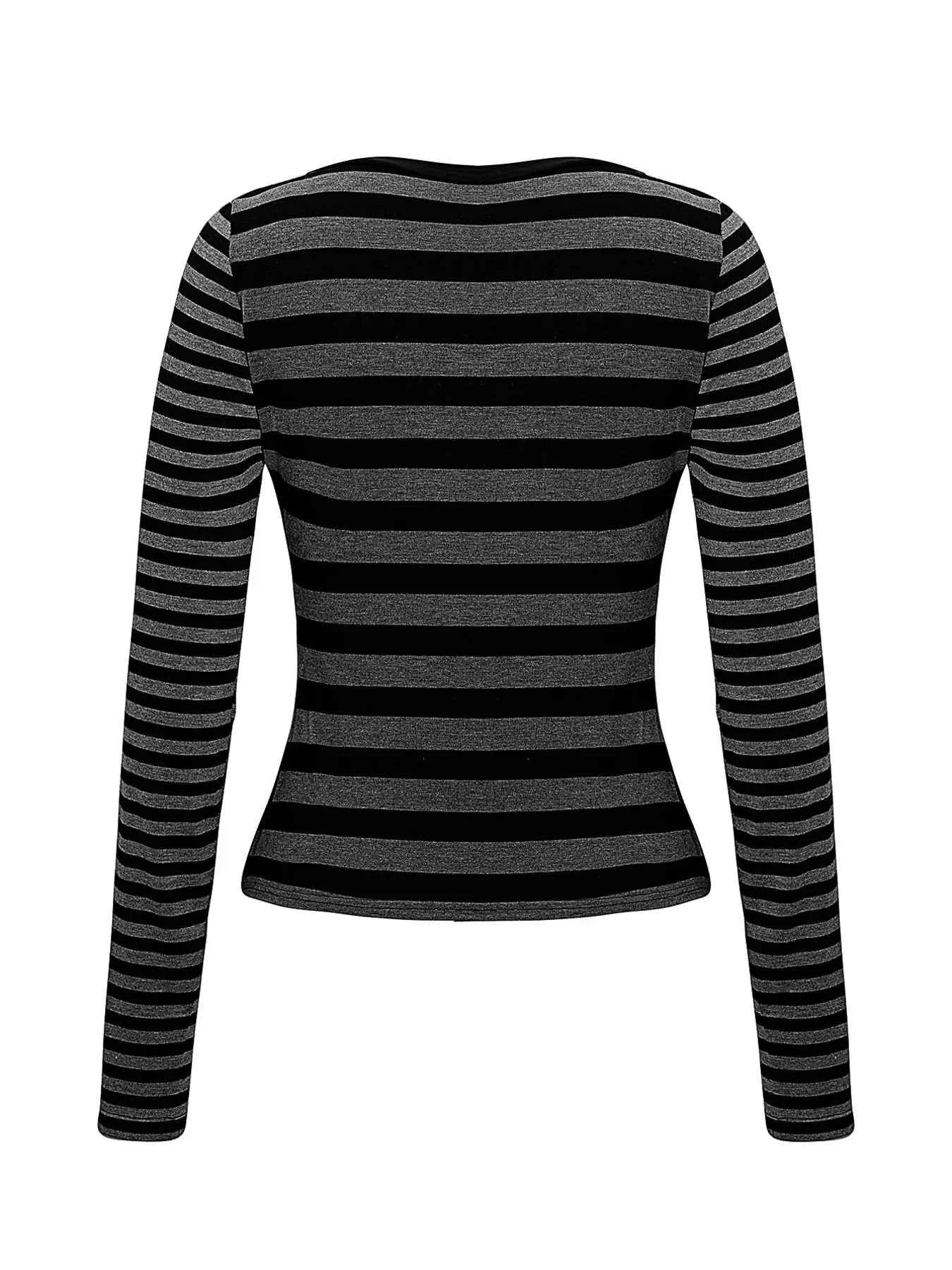 Striped Long Sleeve Contrast T-Shirt cd788358531e4c57a0a8bc4f804008db-Max-Origin