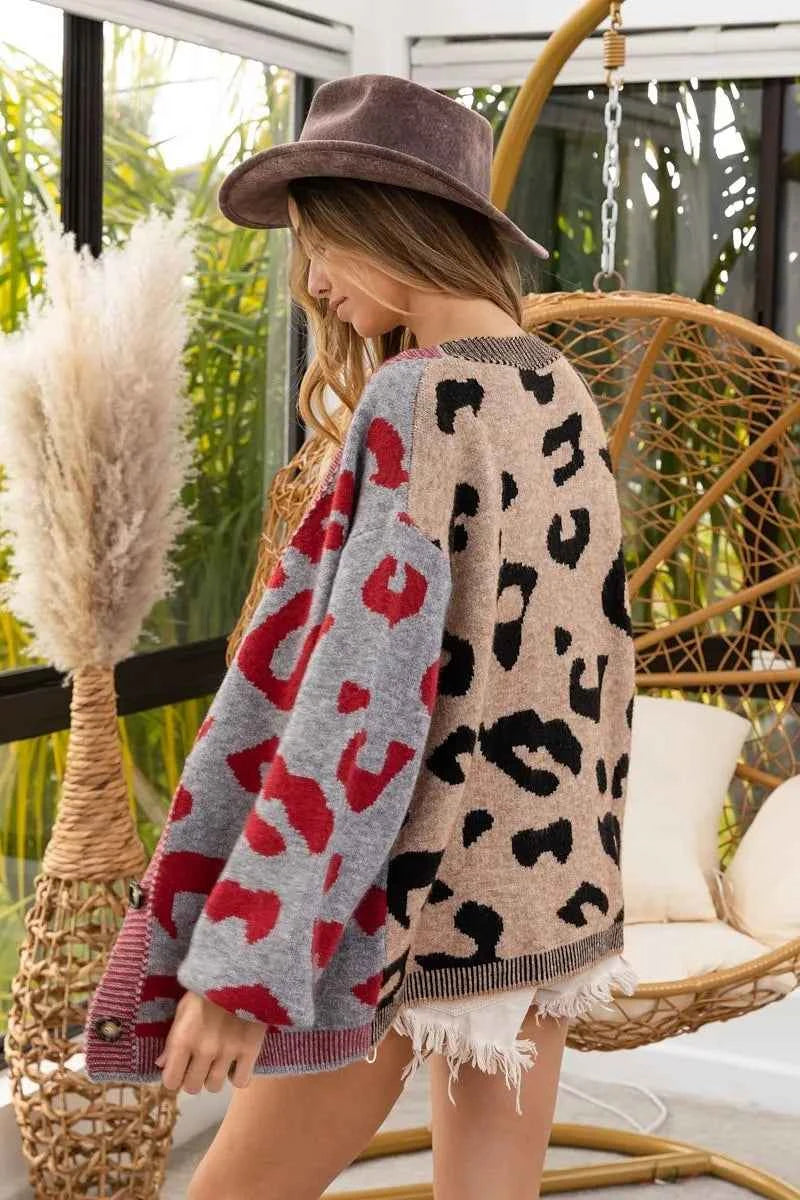BiBi Leopard Color Block Button Down Sweater Cardigan cd8d202928bf4bcf8e1f18a69f17a9e7-Max-Origin