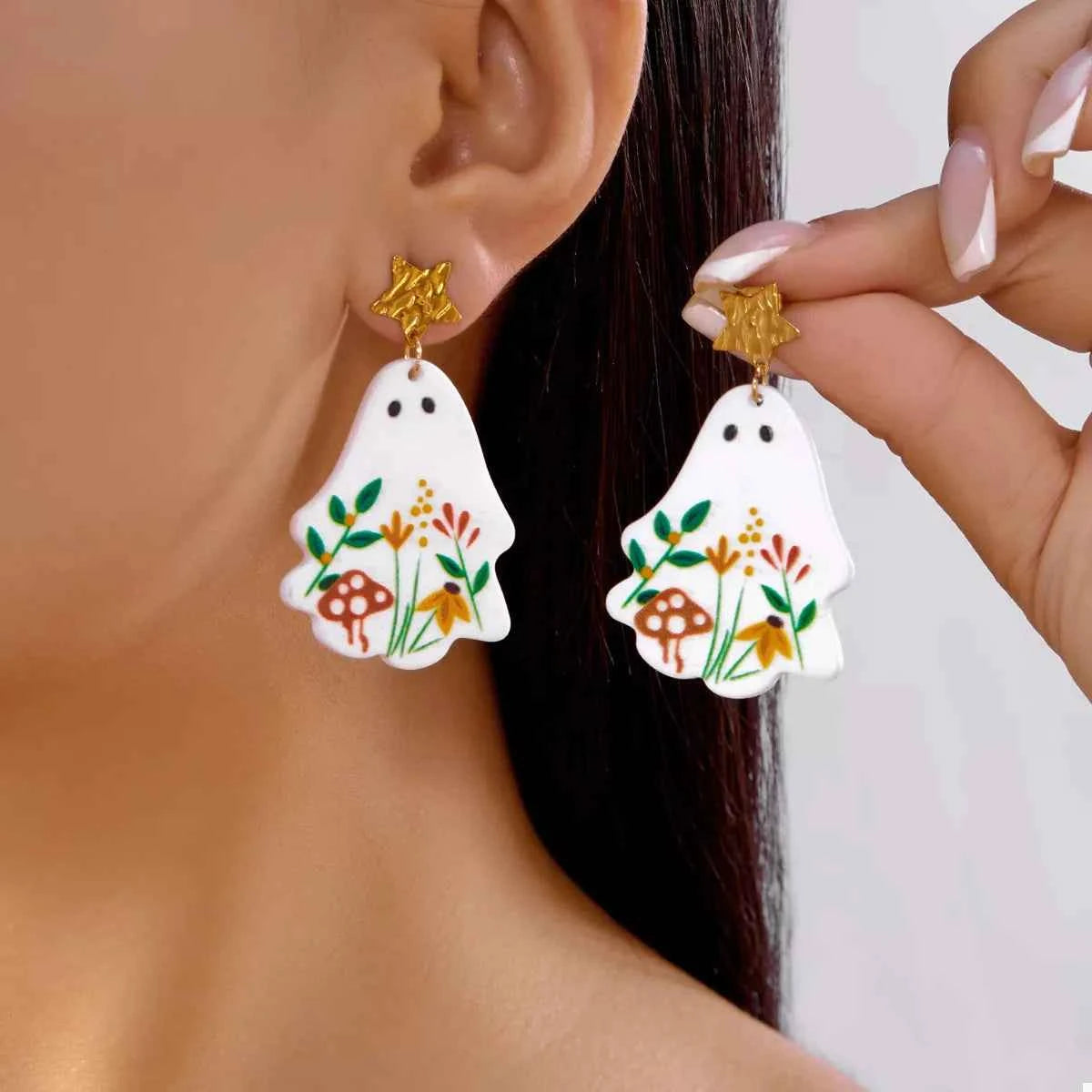 Whimsical Ghost Earrings with Floral Design cd9b1e22-b41c-4175-9258-07333b8604cb-Max-Origin