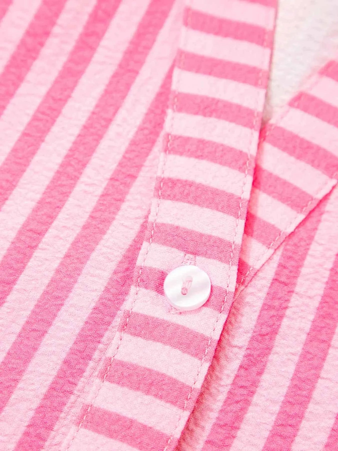 Stripe Flare Sleeve Half Placket Tiered Flowy Mini Dress cdbb80c7c47045f8af95e010a23a3c34-Max-Origin
