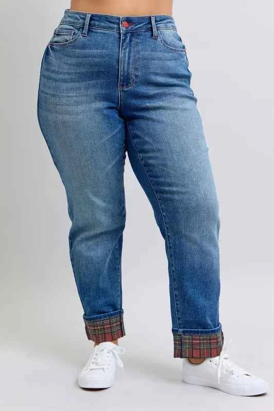 Judy Blue Full Size Mr Plaid Print Cuff Bf Jeans Plus Size ce1bd91c-fab4-4481-b94e-ce3d21695a4c-Max-Origin