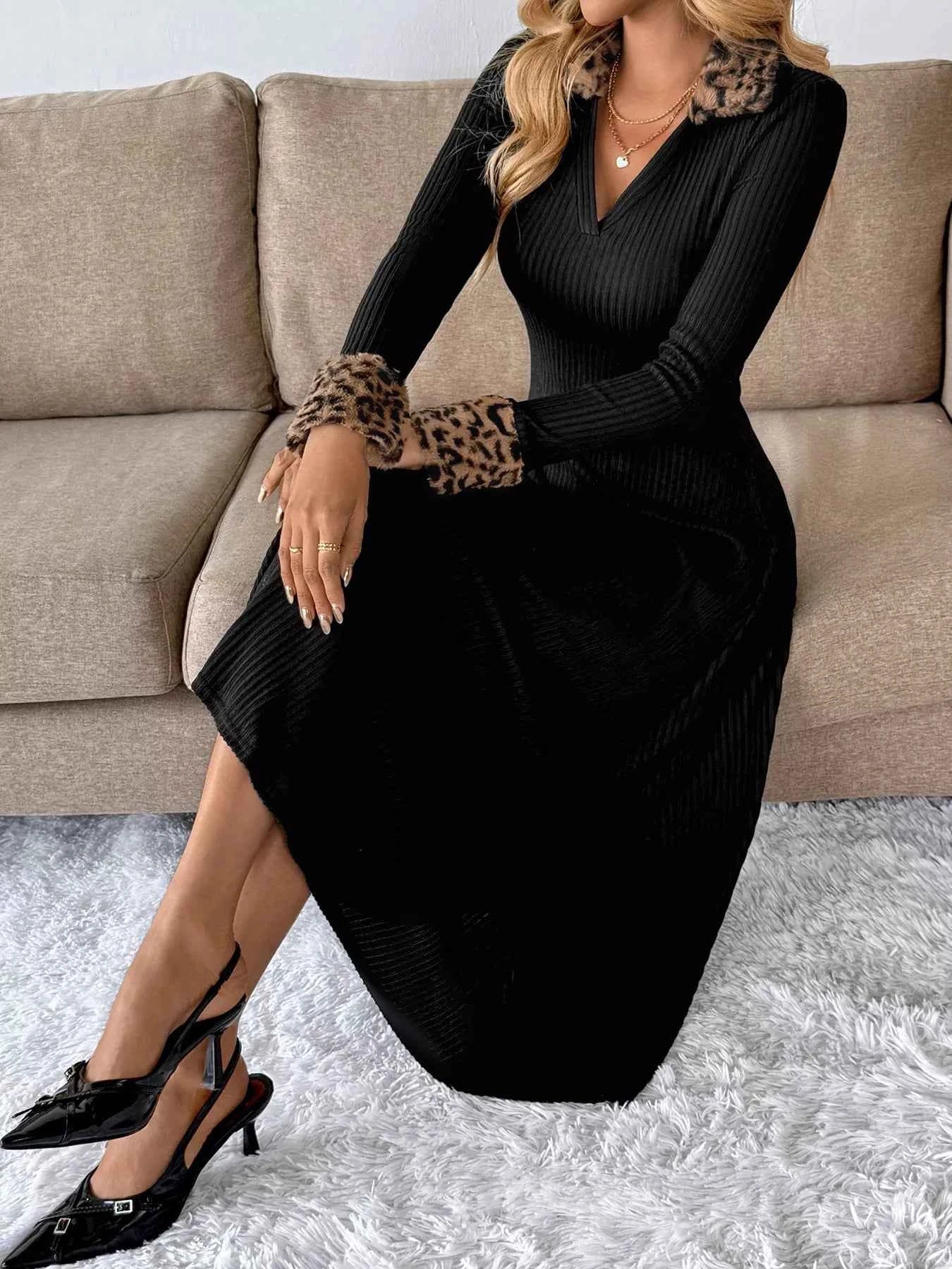 Leopard Cuff Johnny Collar Midi Dress ce200914f0134af78e6a83f068dfb63c-Max-Origin