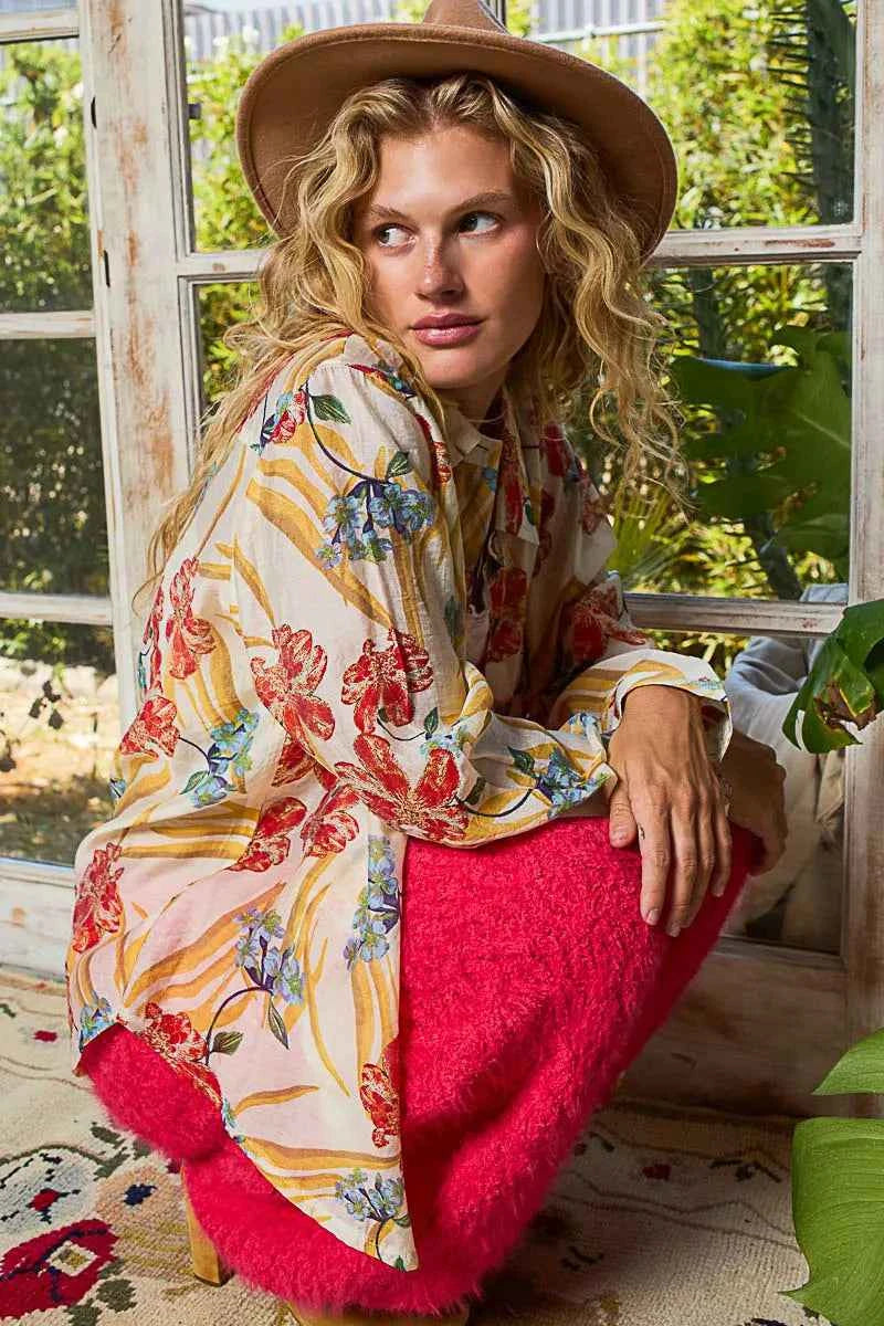 POL Floral Print Button Down Long Sleeve Shirt ce289520-4fe2-4ea8-9900-f9f9422eccfd-Max-Origin