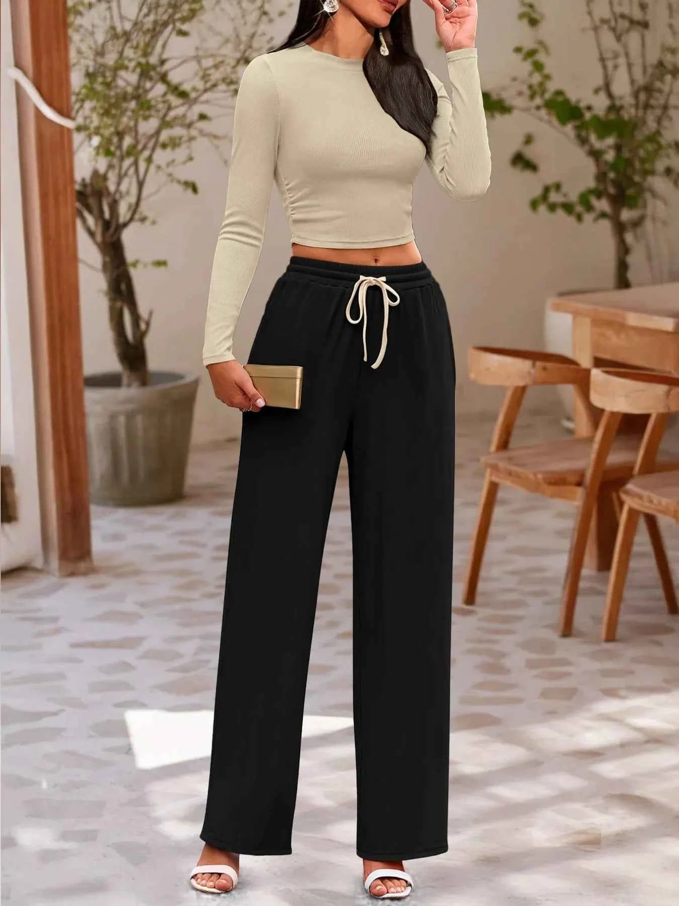 Round Neck Long Sleeve Top and Pants Set Tan ce45c2ee-d34c-43b7-9bb6-966e1f10c733-Max-Origin