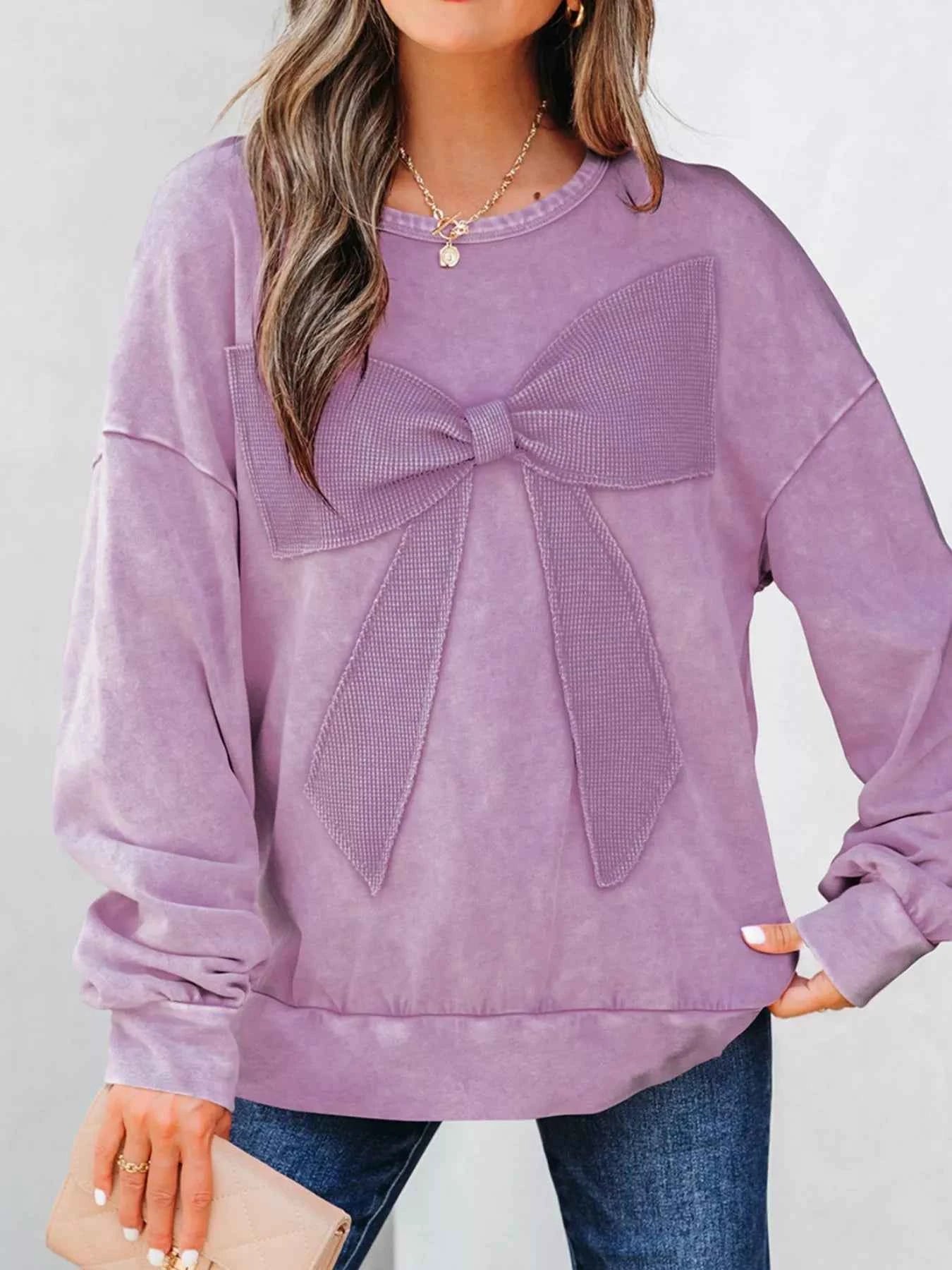 Mineral Wash Bow Patchwork Sweatshirt Lilac ce4b6dd9-3167-40d6-b9c5-02caa195a9c3-Max-Origin