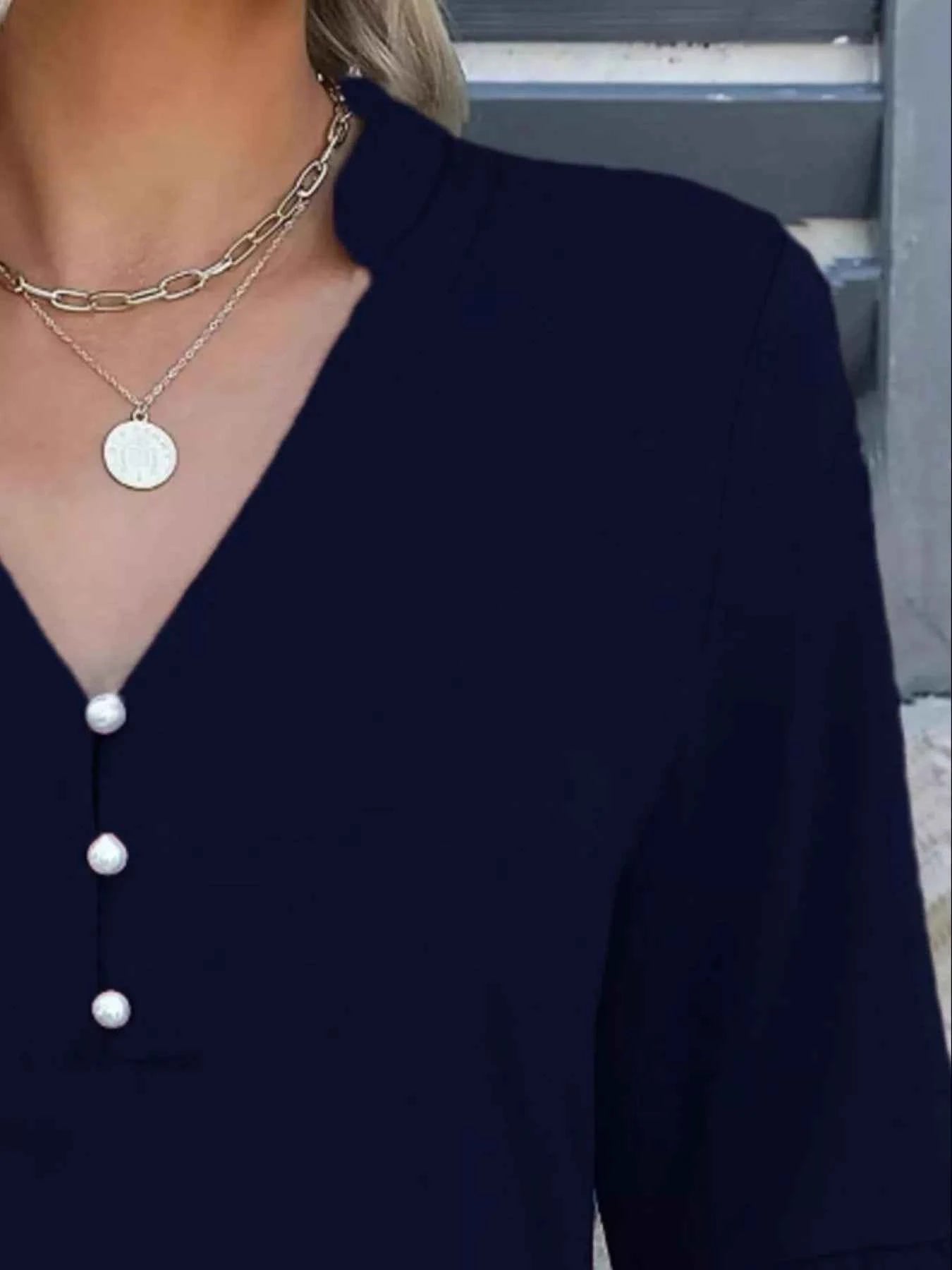 Full Size Notched Flounce Sleeve Blouse Plus Size ce808352-1817-4a3c-a38b-c02b96a7c9b5-Max-Origin