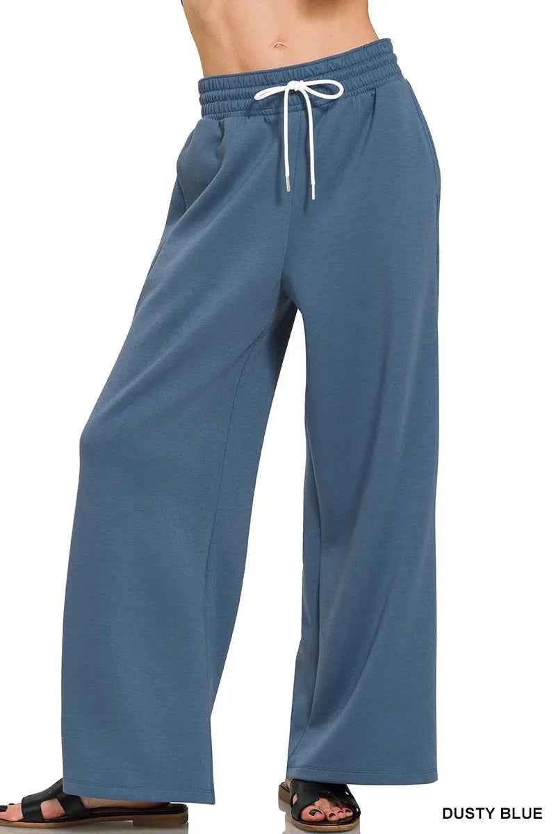 Zenana Scuba Drawstring Pants DUSTY BLUE ce8b881780784430b7fe501aaf043e6c-Max-Origin