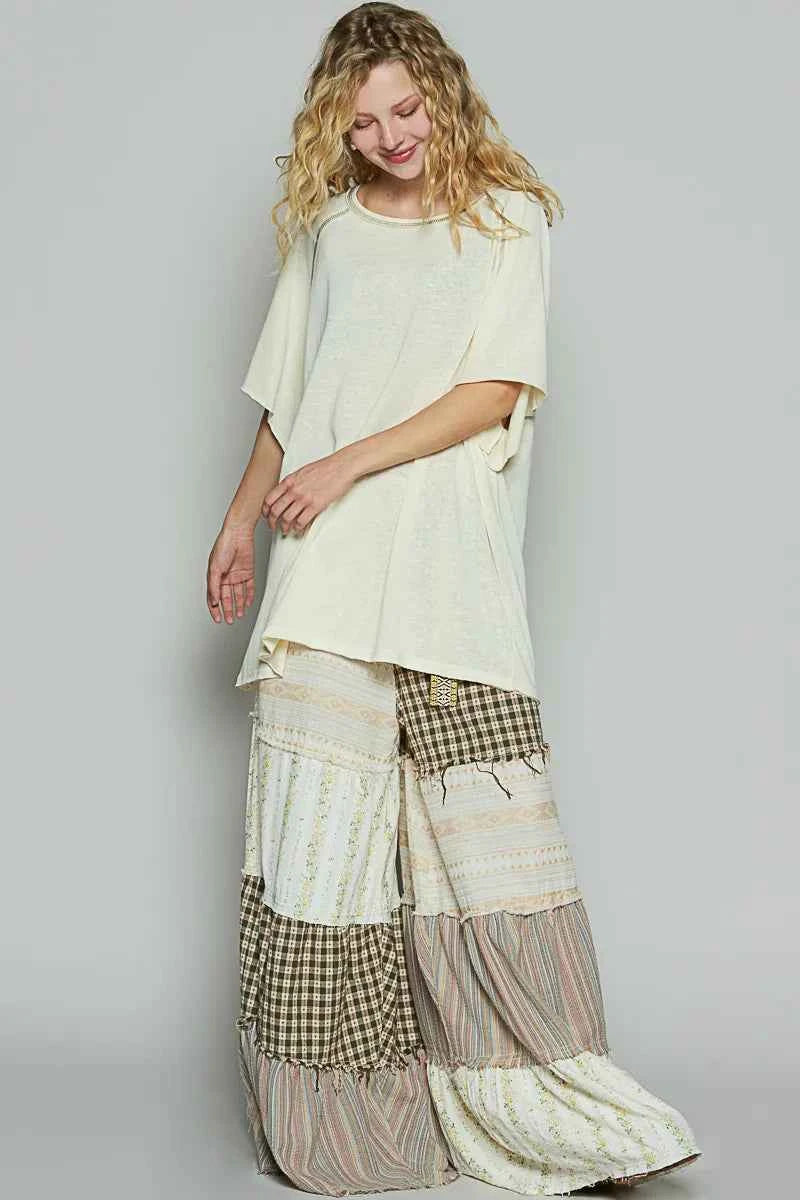 POL Contrast Stitching Half Sleeve Oversized T-Shirt ce9b330c-1160-4845-8041-8625546271ca-Max-Origin