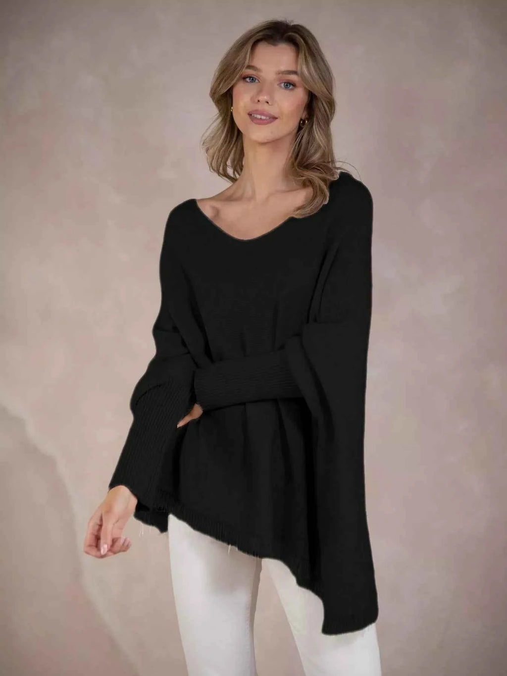 Raw Hem V-Neck Sweater ce9f264f-88d8-4692-9b41-1264317dd9c8-Max-Origin