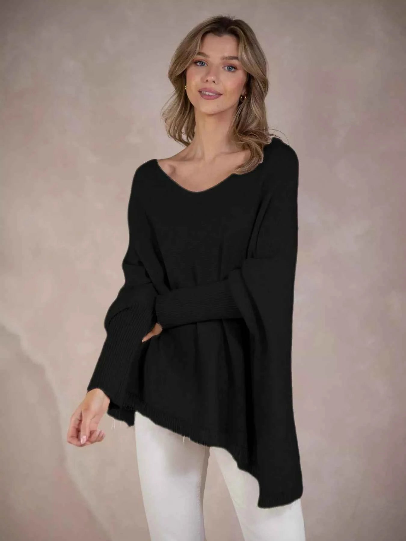 Raw Hem V-Neck Sweater ce9f264f-88d8-4692-9b41-1264317dd9c8-Max-Origin