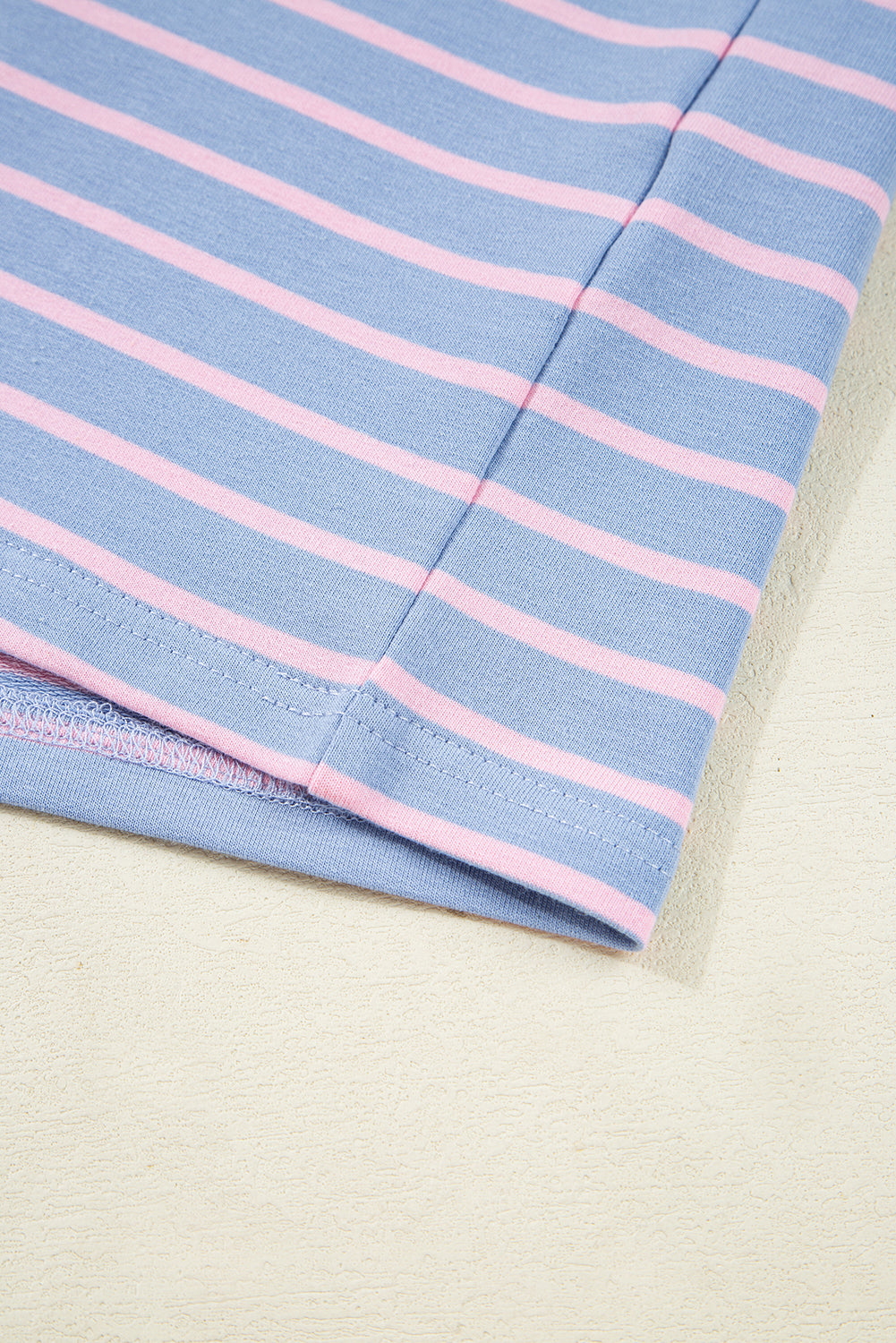 Sky Blue Stripe Oversized Contrast Trim Drop Shoulder Casual Top cf2b3581e033acc1