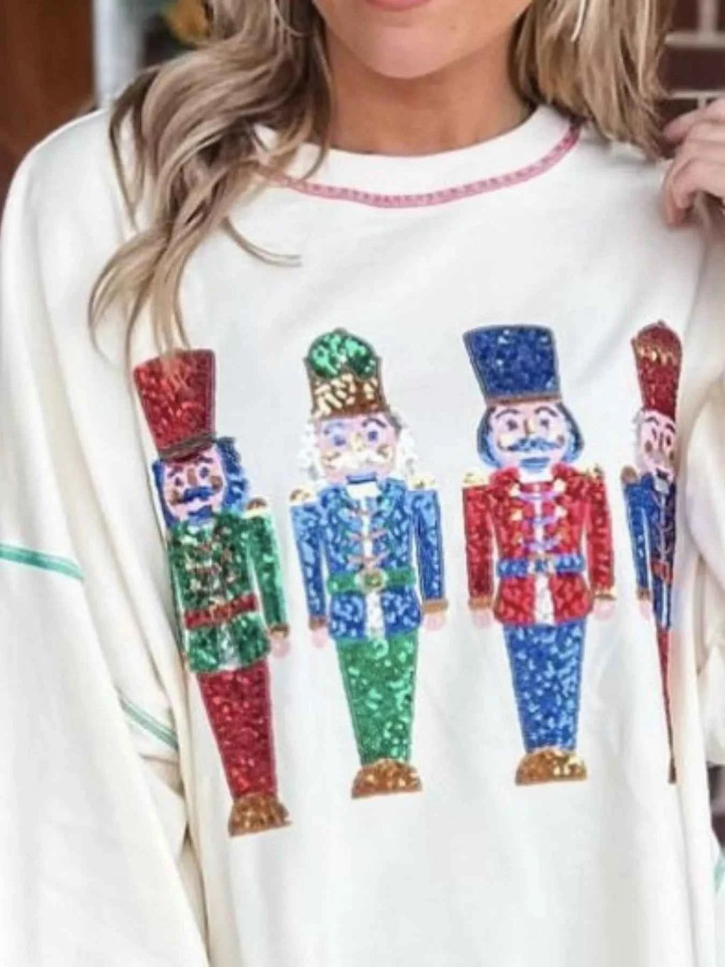 Christmas Nutcracker Sequin Round Neck Sweatshirt cf4cbc94-46ad-4631-b082-bb4fdd1916d1-Max-Origin